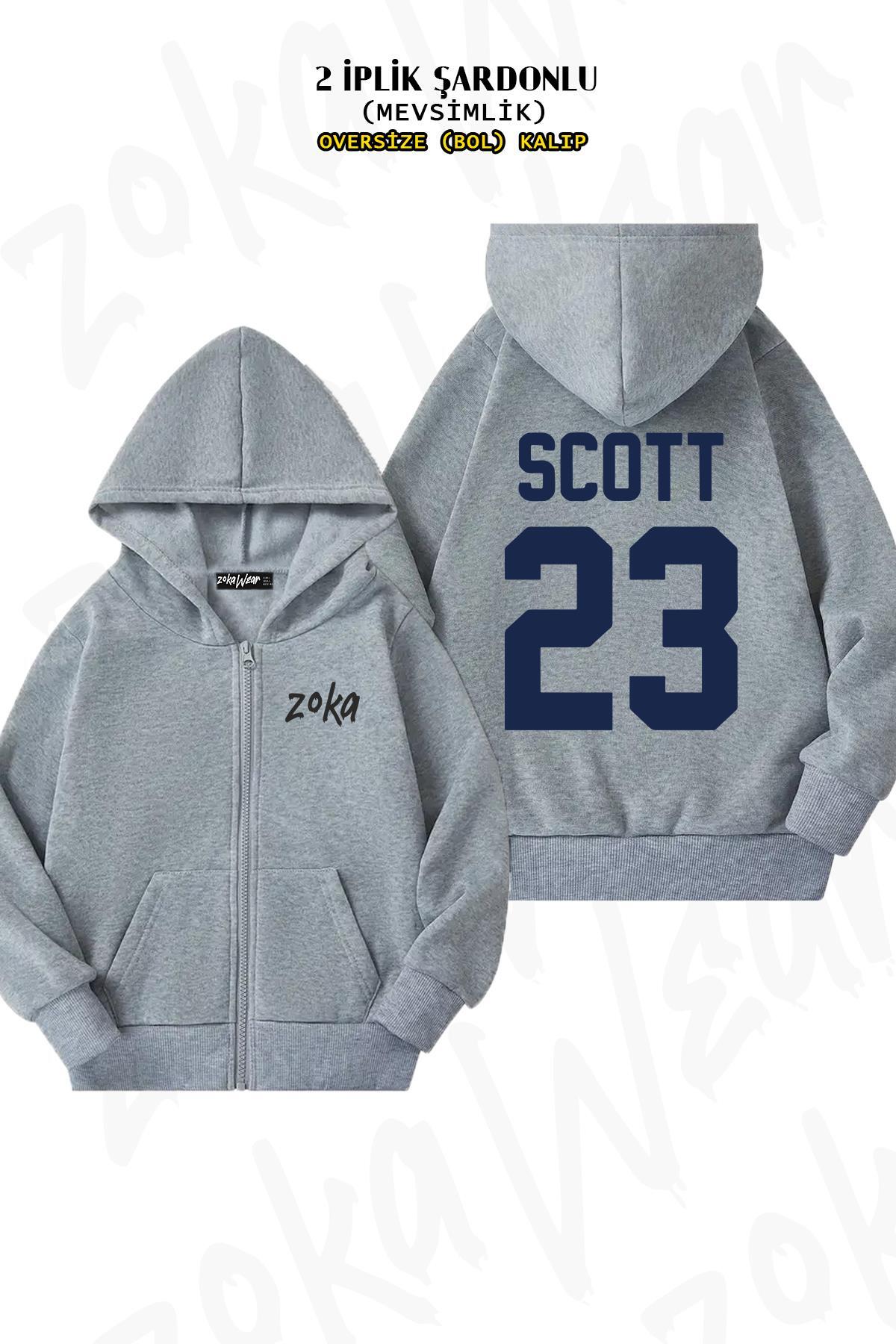 Oversize One Tree Hill,Nathan's Jersey Sırt Baskılı Fermuarlı Kapşonlu Gri Hırka (2 İplik) — خاکستری zW2ipHirka935