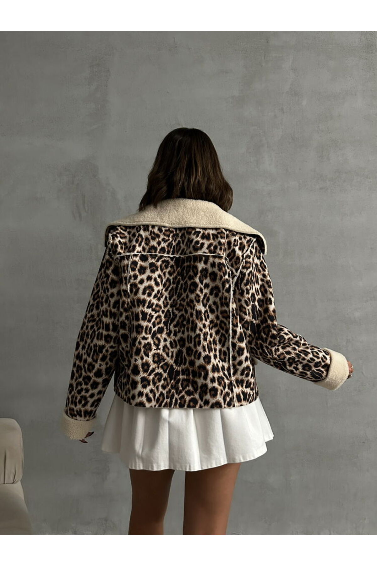 VERYMODA Desenli Peluş Mont - Leopar D1 | | F1814 görsel 5