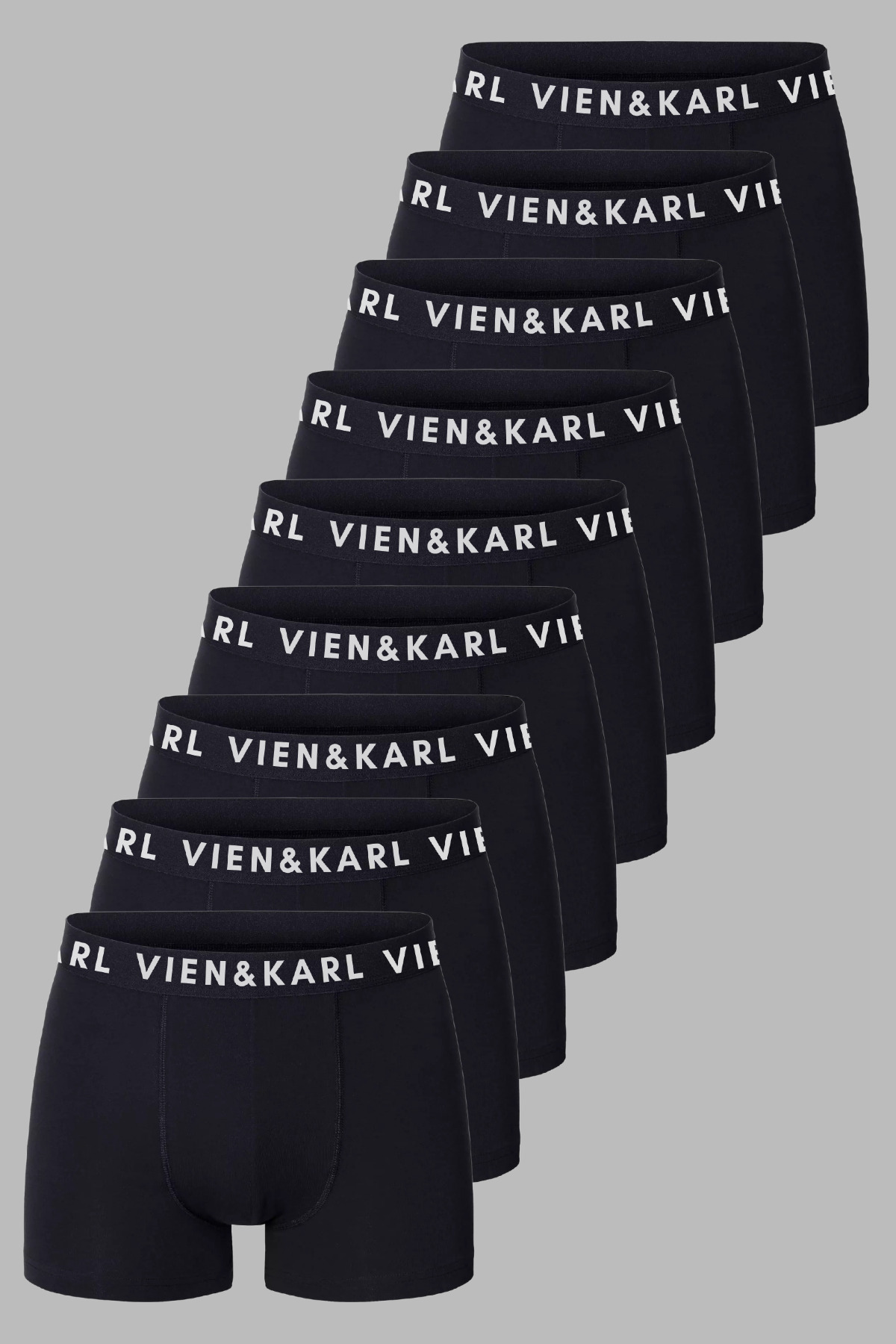 Men's Black 9-Pack Flat Lycra Boxer Shorts