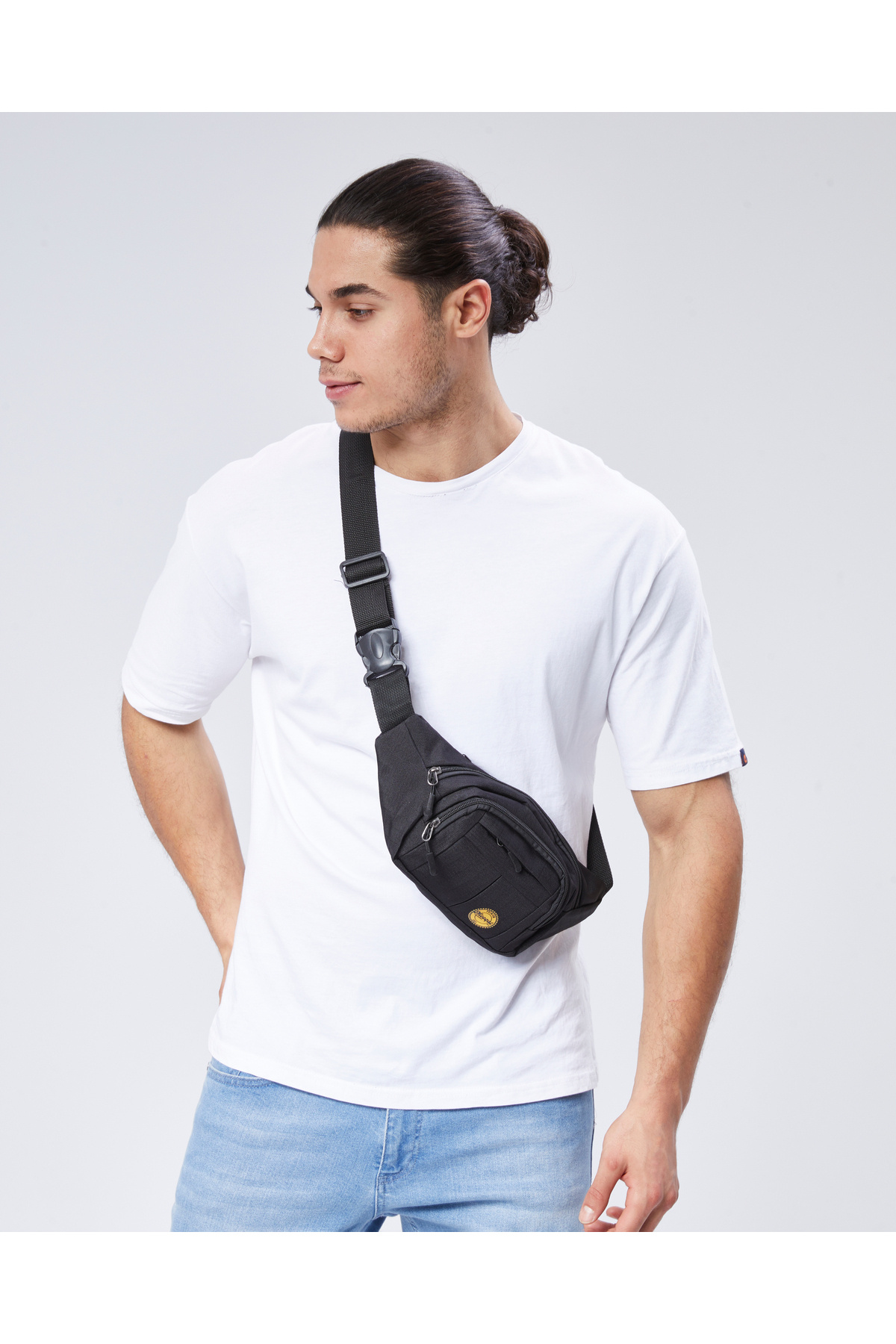meeqat Unisex Siyah Su Geçirmez Usb Ve Kulaklık Girişli Bel Ve Omuz Çanta Freebag görsel 6