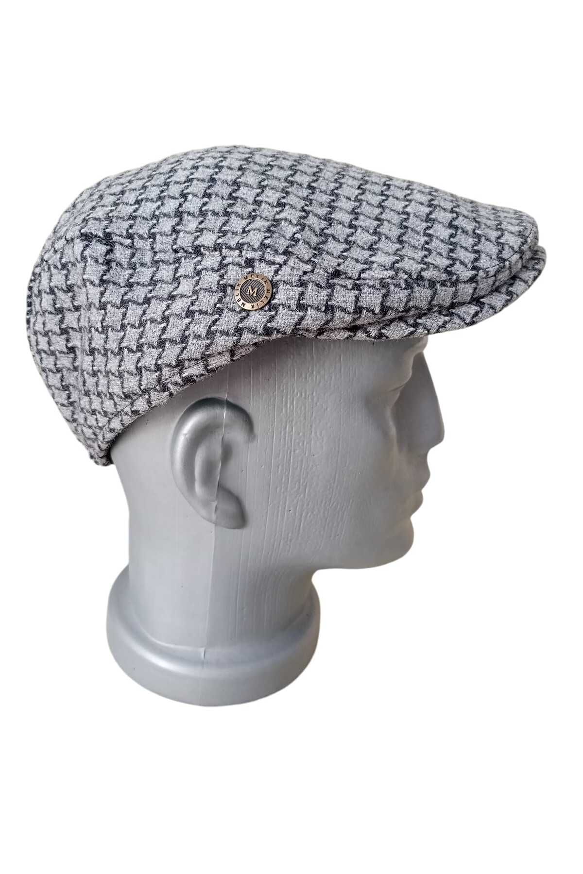 balkonda-British Style Gray Wool Stamp Cap - Lined and Elastic, Standard Size Unisex K29-1 2