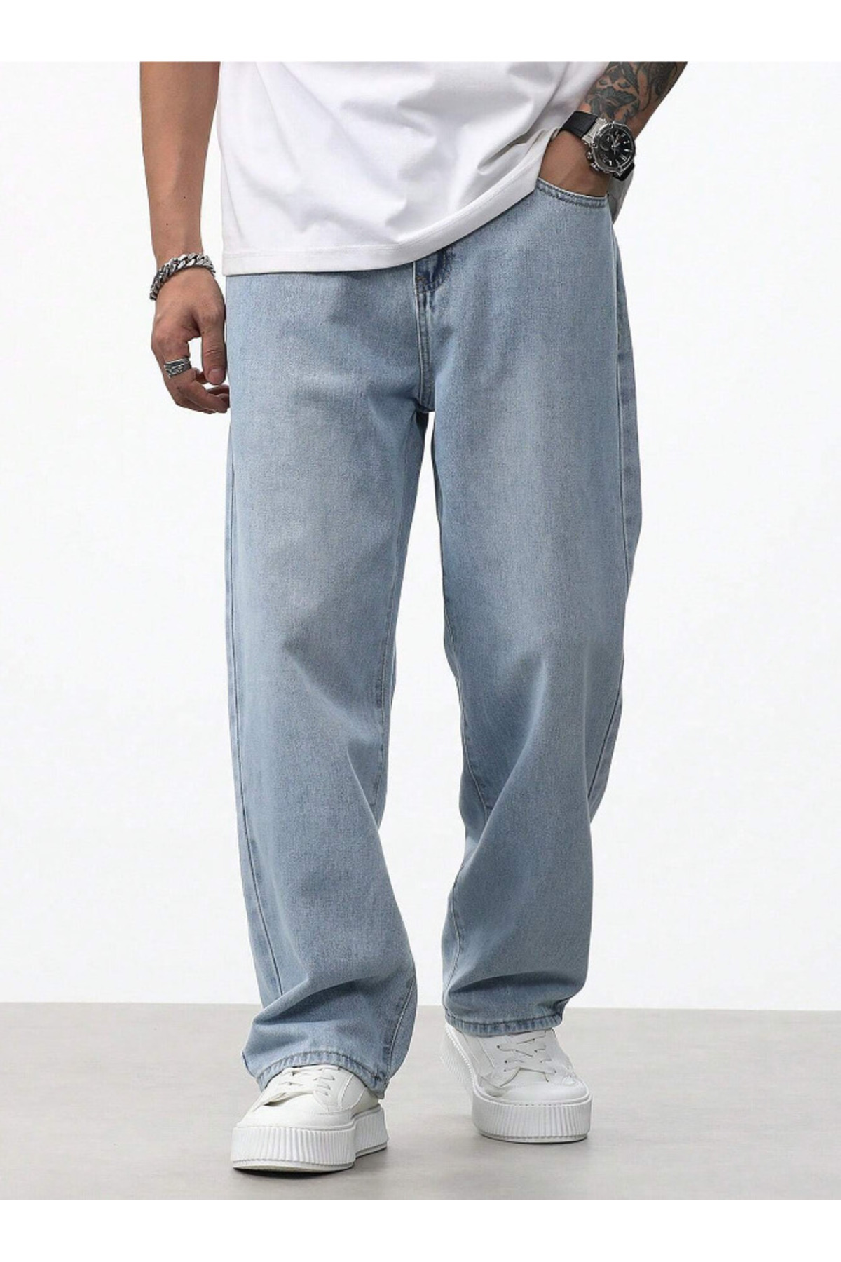 Karma Wear Erkek Baggy Jean Fly Loose Fit Kot Pantolon görsel 3