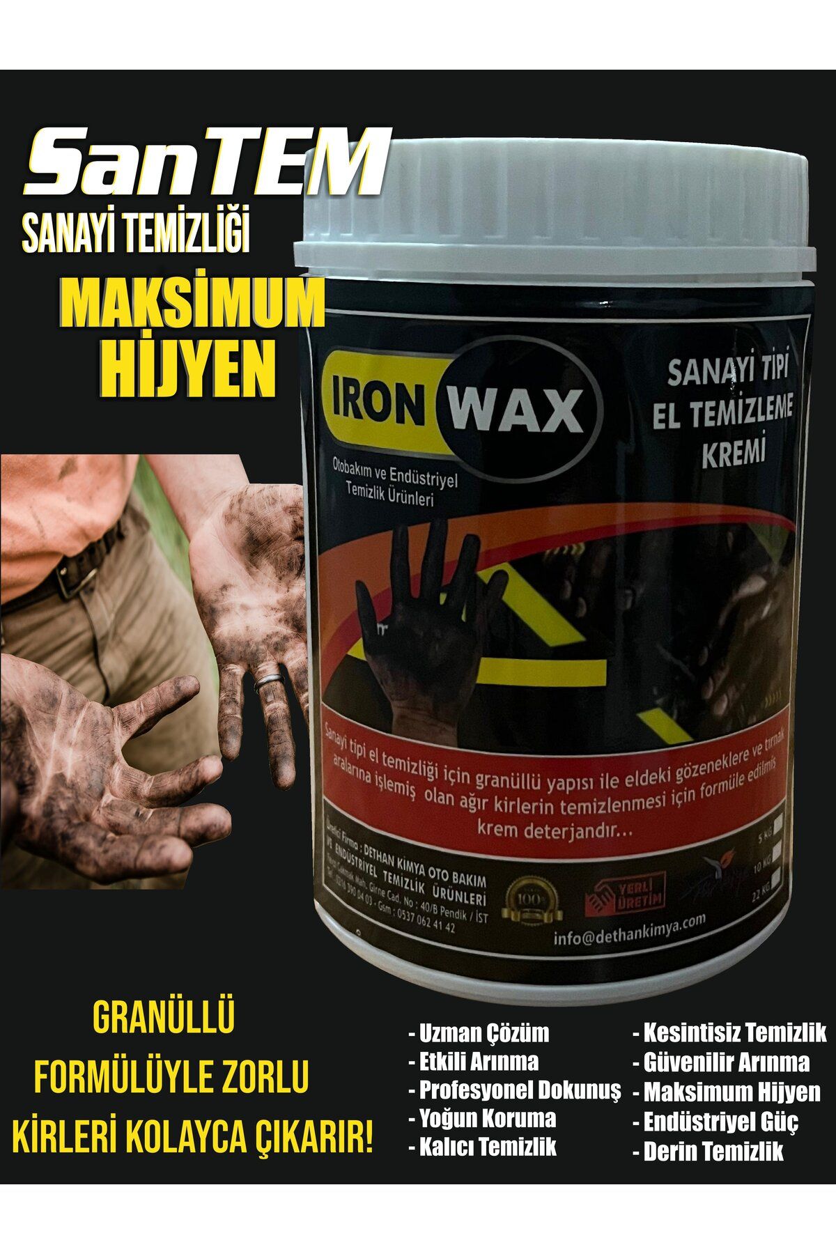 İron Wax SanTem Sanayi Tipi El Temizliği  1KG