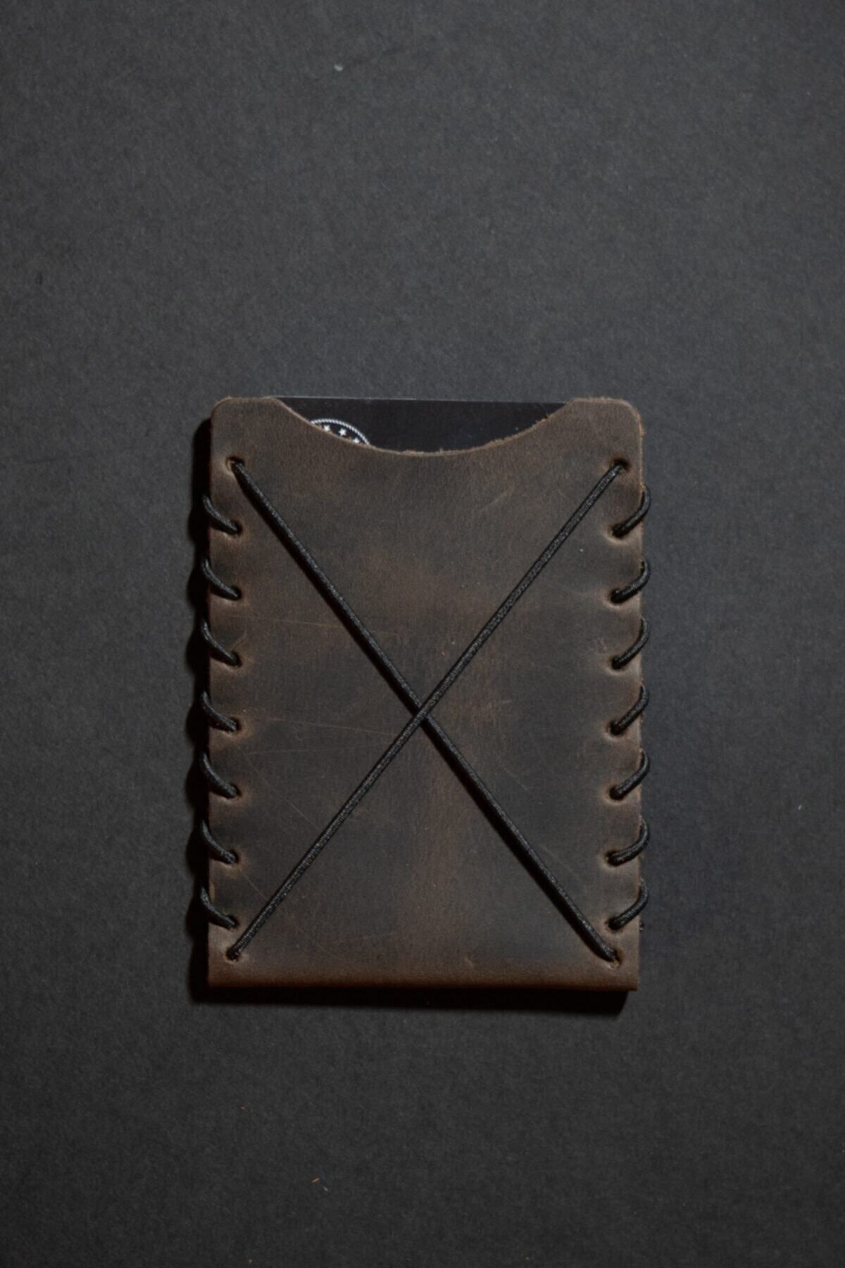 minimal X design-Minimal X V1 - Chestnut Color Real Leather Card Holder, Simple and Stylish Flexible 4