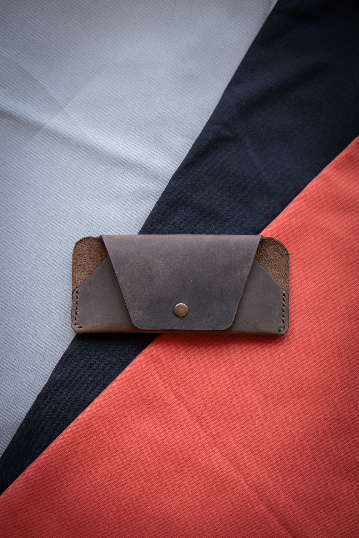 minimal X design-Minimal X Glasses Case - Chestnut - Real Leather & Handmade - Stylish Simple Design 3