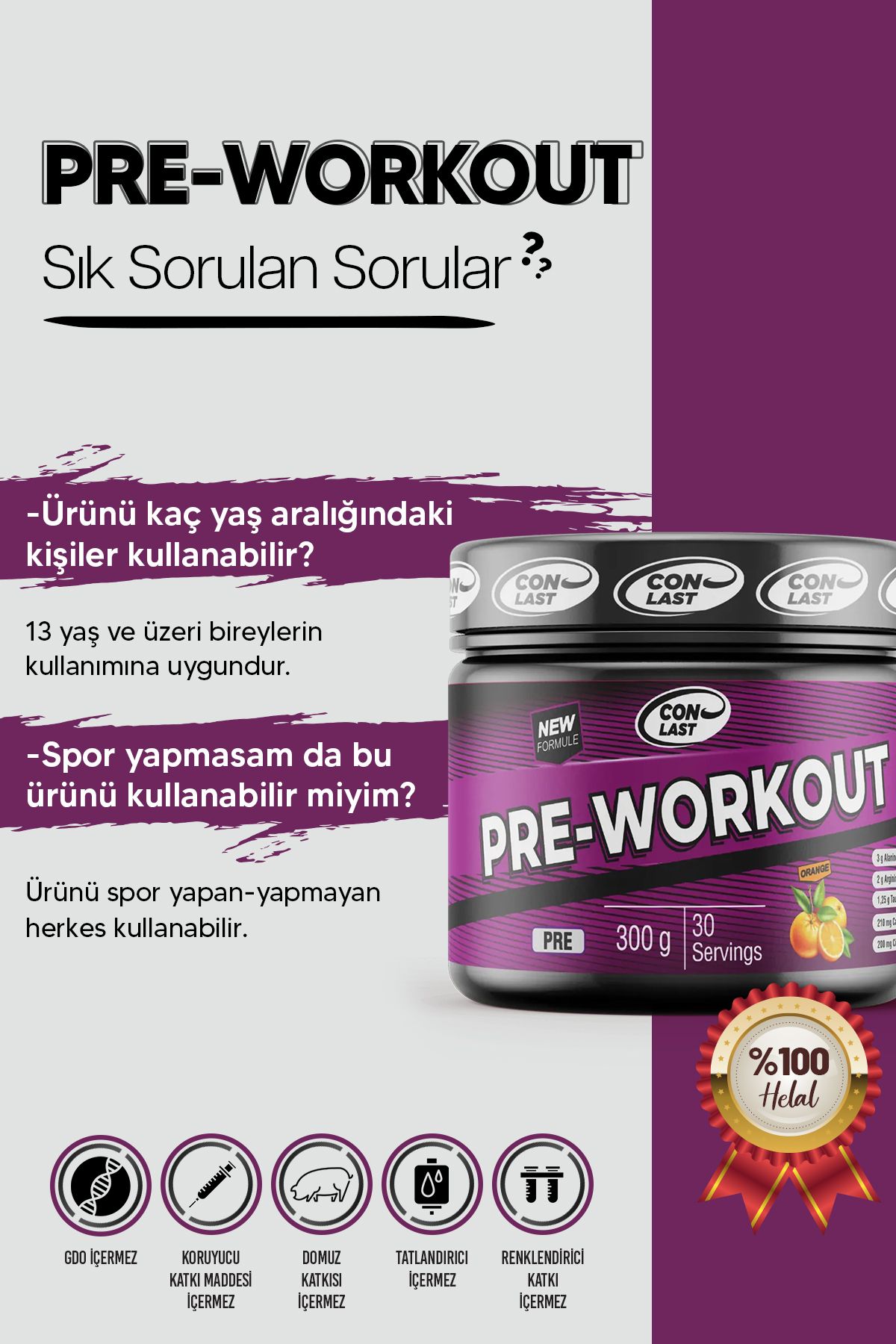 Conlast-Whey Protein with Chocolate 2000g Pre-Workaut 300g 7