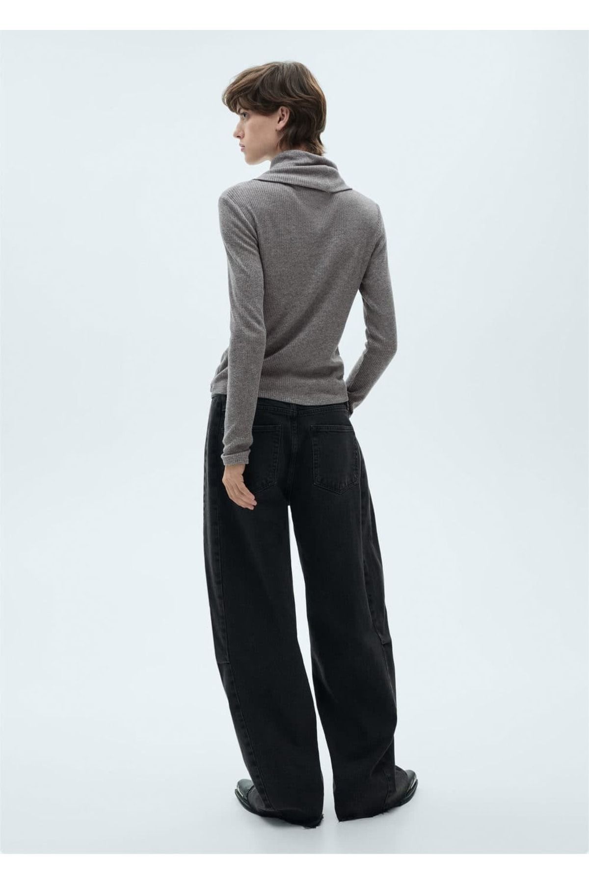 MANGO Woman-Turtleneck Ribbed T-Shirt 4