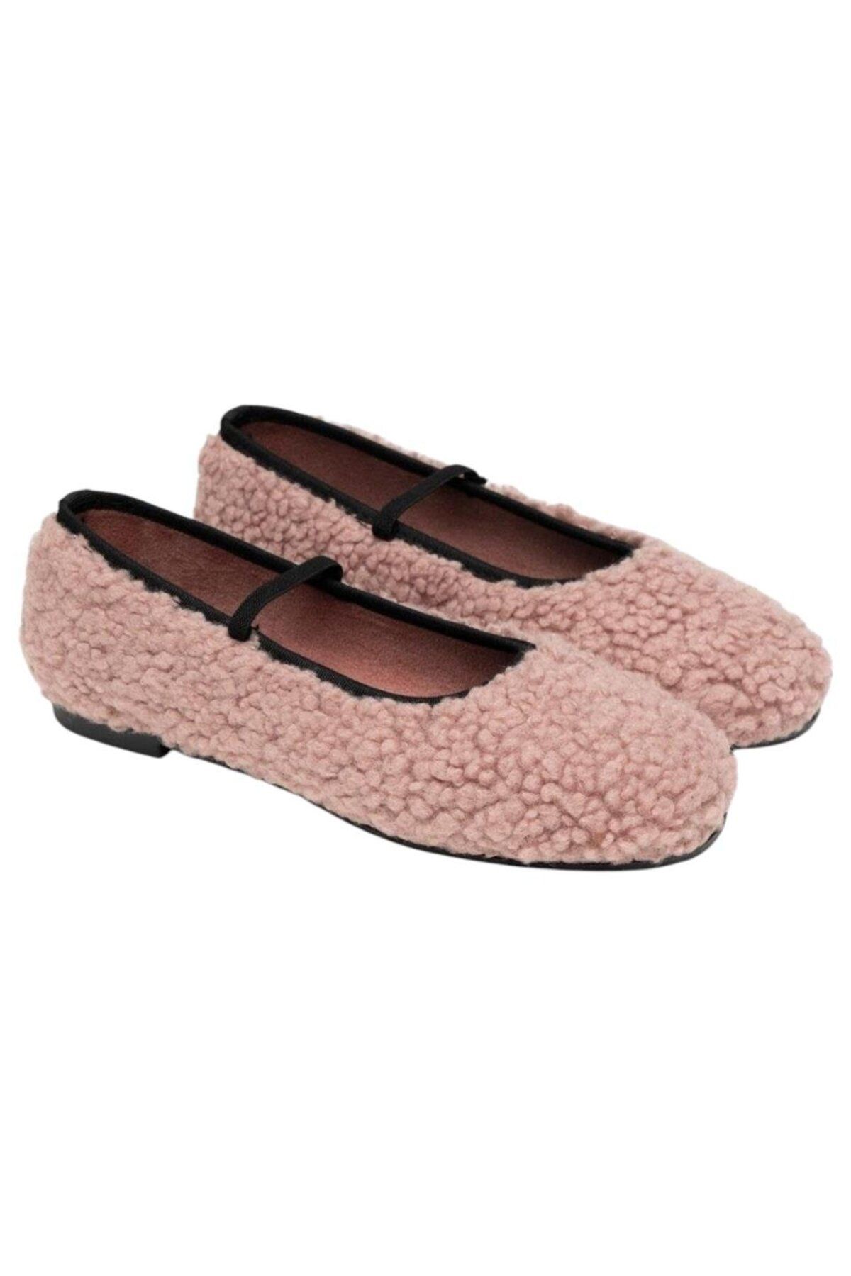 Liger-Plush Rubber Detail Flat Bottom Women's Babet Pudra 5