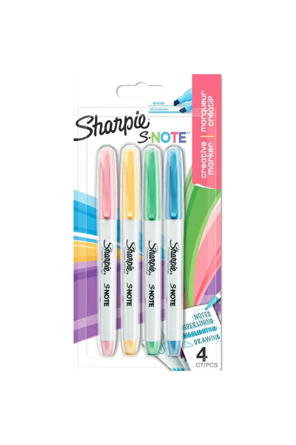 Sharpie Fosforlu Kalem Snote Çok Işlevli Kesik Uç 4 Lü Blister