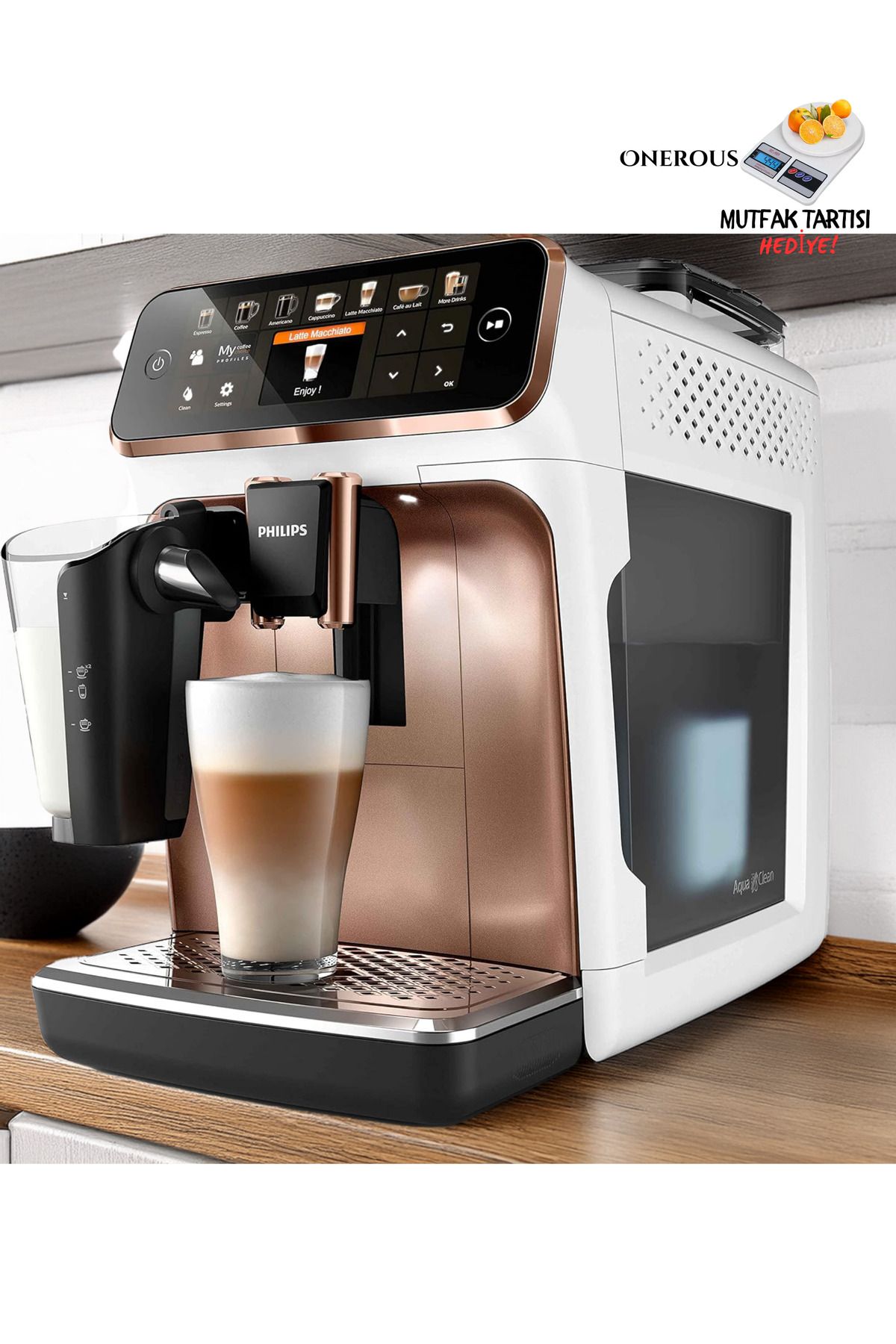 12 Kahve Seçenekli Premium Tam Otomatik Espresso Makinesi, Lattego Süt Sistemi, Aquaclean Filtre