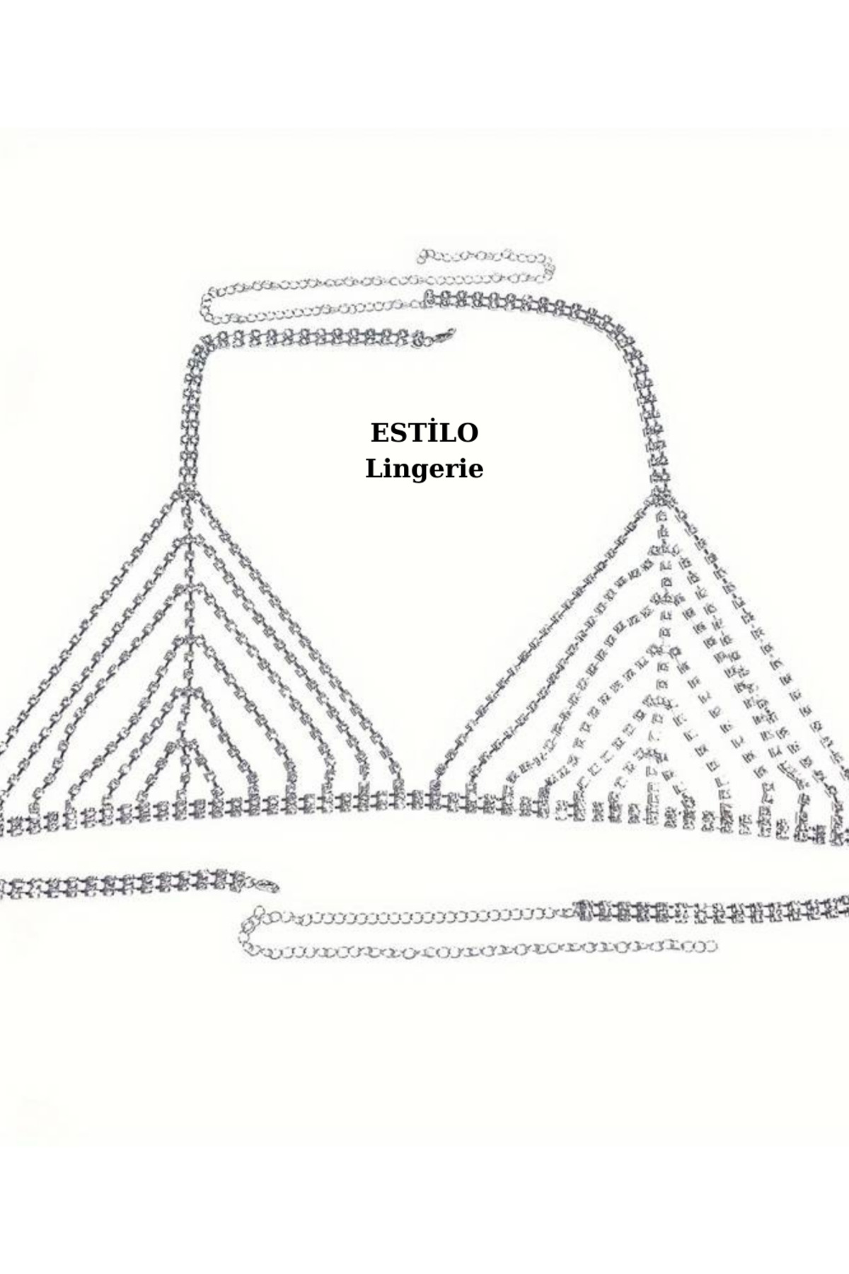 Parlak Zirkon Taşlı Crop Taşlı Bralet Taşlı Elbise Aksesuarı Şık Tasarım Vücut Aksesuarı