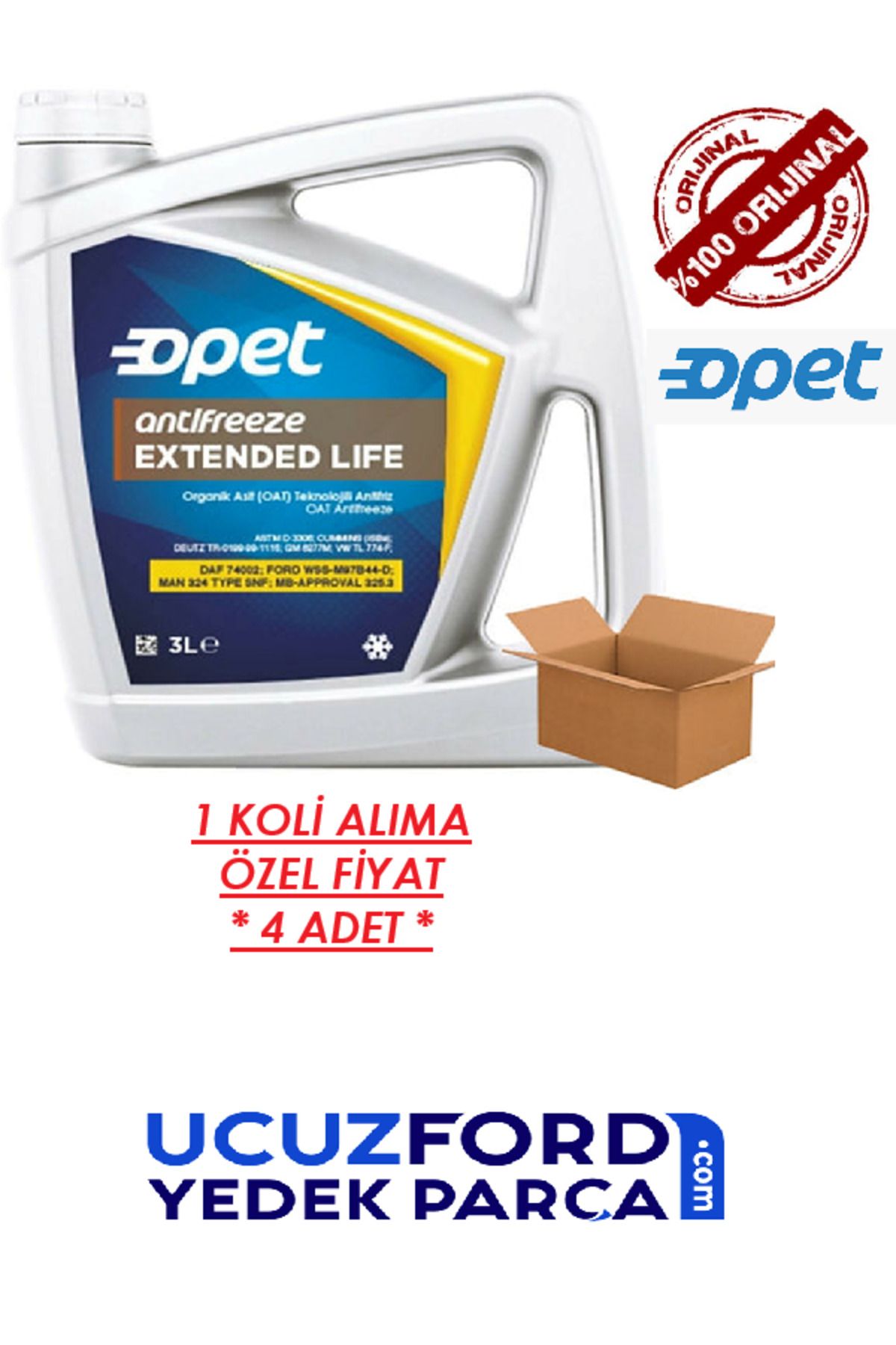 opet Antifreeze Extended Life 3 Lt Kırmızı 1 KOLİ (4ADET)