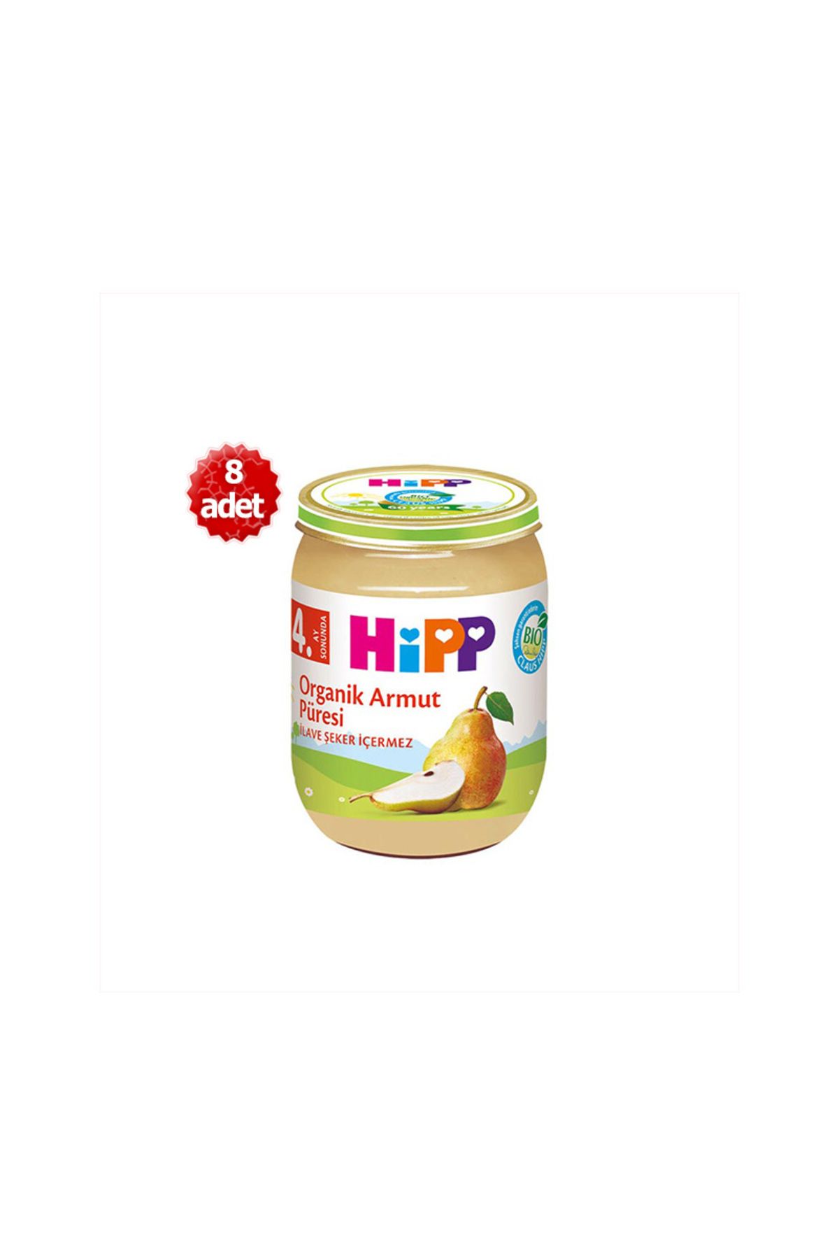 Hipp Organik X 8 Kavanoz Armut Püresi 125gr