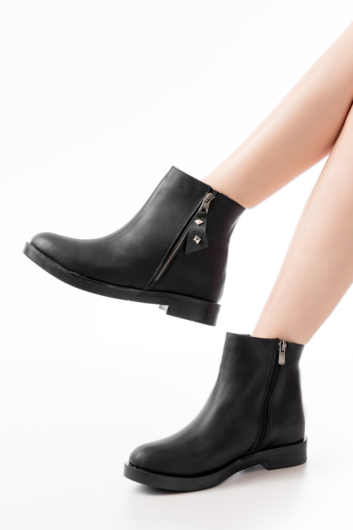 MY BAYAN SHOES-Black Boots Waterproof Side Elastic 4