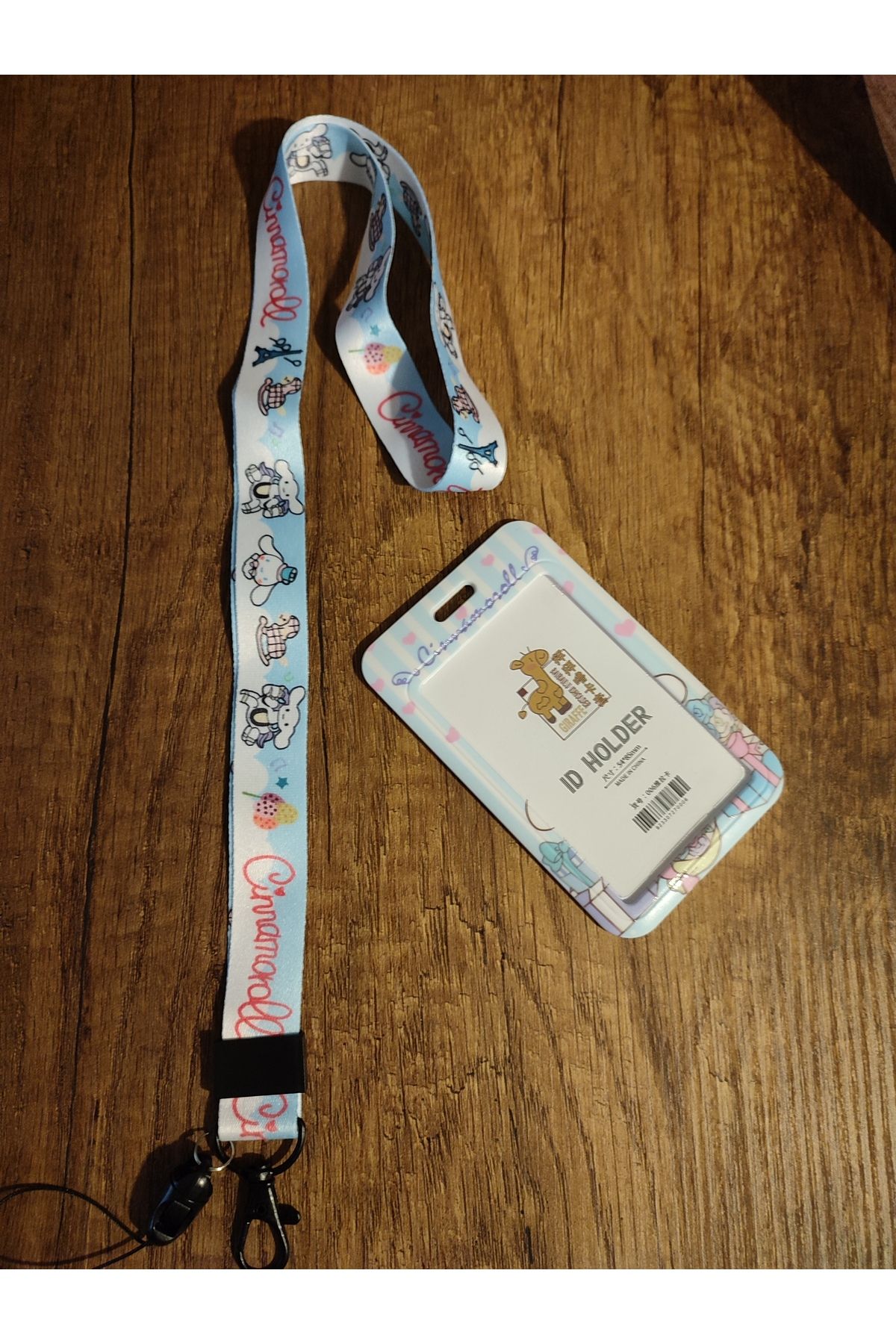 Mia Giyim-Cinnamoroll Patterned Cute Name Badge and Phone Strap - with Lanyard and Neck Strap 2
