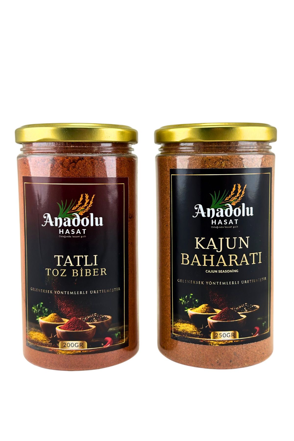 ANADOLU HASAT 2 Li Set-Kajun Baharatı 250Gr-Tatlı Toz Biber 200Gr Kavanoz