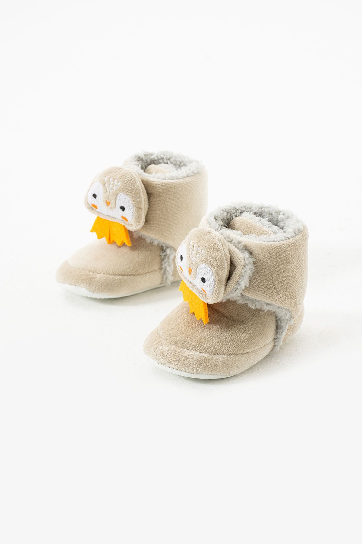 yummy kids-Baby Velvet Velcro Comfortable Anti-Slip Sole Brown Booties 1