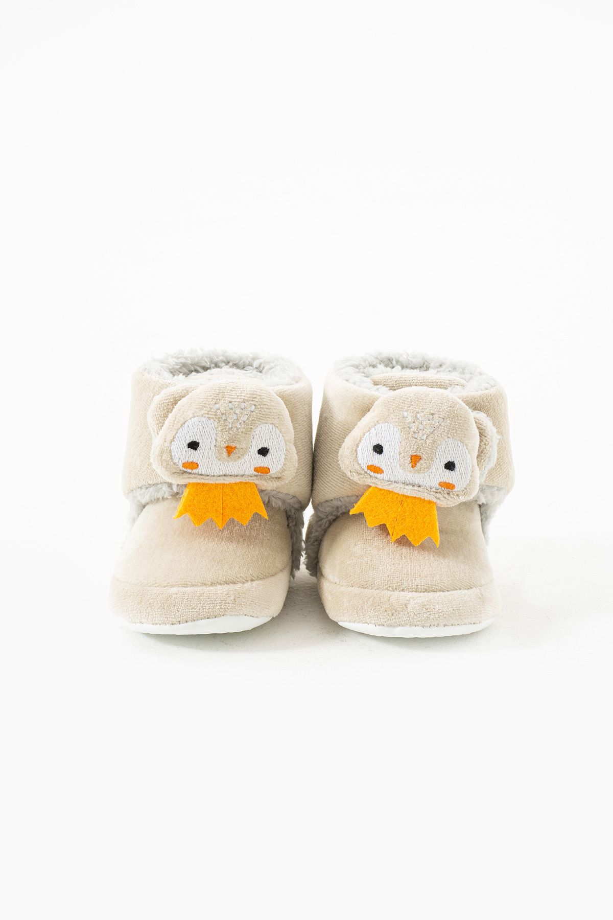 yummy kids-Baby Velvet Velcro Comfortable Anti-Slip Sole Brown Booties 4