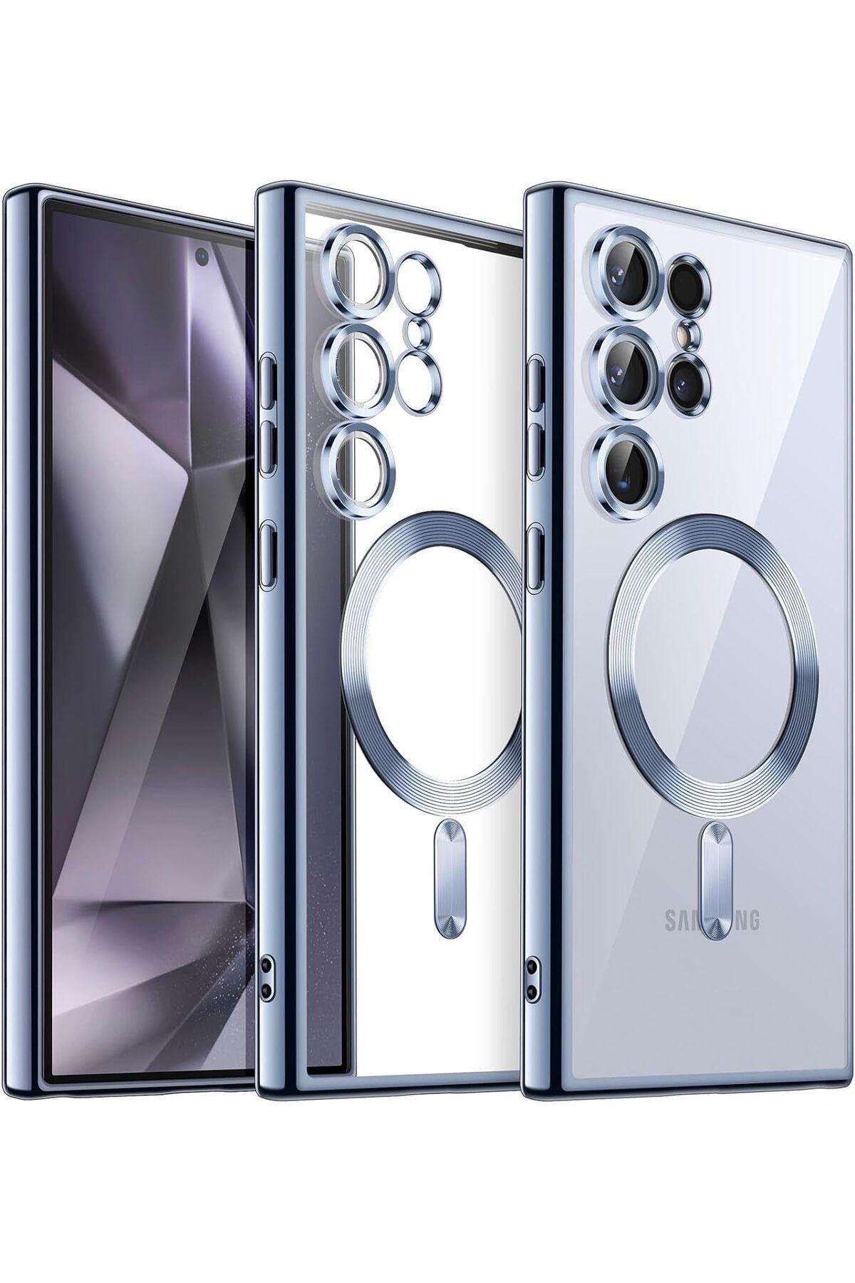 Posso Samsung Galaxy S24 Ultra Kılıf Kamera Lens Korumalı Kenarları Renkli Magsafe Silikon Kapak