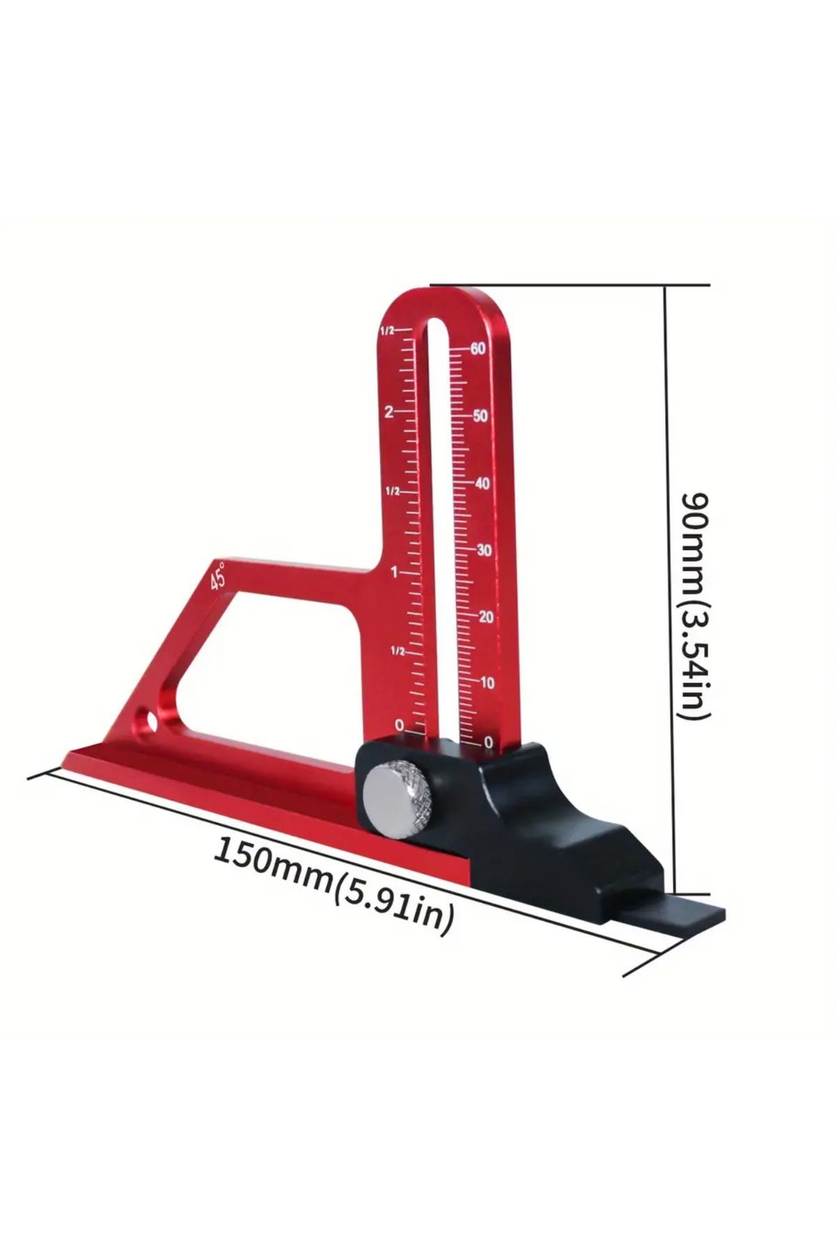BGA-Carpenter 0-60mm Depth Gauge Recliner Saw Height Gauge Ruler 45 Degree Angle Measuring Ruler 8