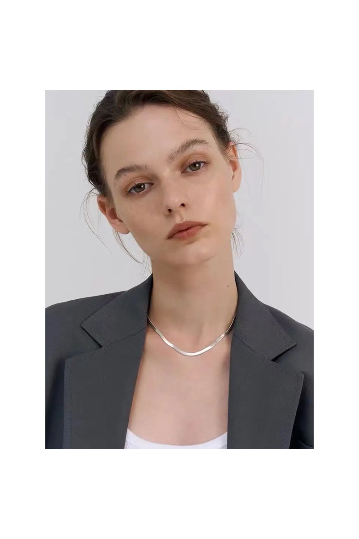 Sjour Party Italyan Ezme Model 14k Beyaz Altın Kaplama 40 5 Cm Gümüş Çelik Kolye 3 Yıl Garantili