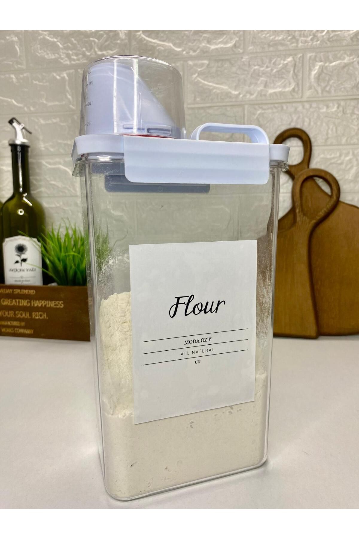 MODA OZY-Vacuum Acrylic Storage Container with Measure Lid 2300ml Food Container with Label 2