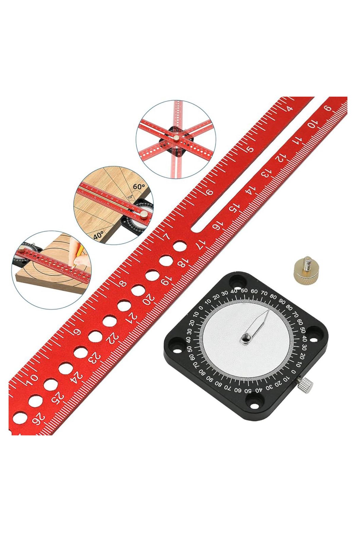 BGA-Carpenter 360 Degree Compass Ruler Angle Finder Protractor Ruler Circle Drawing Ruler 3