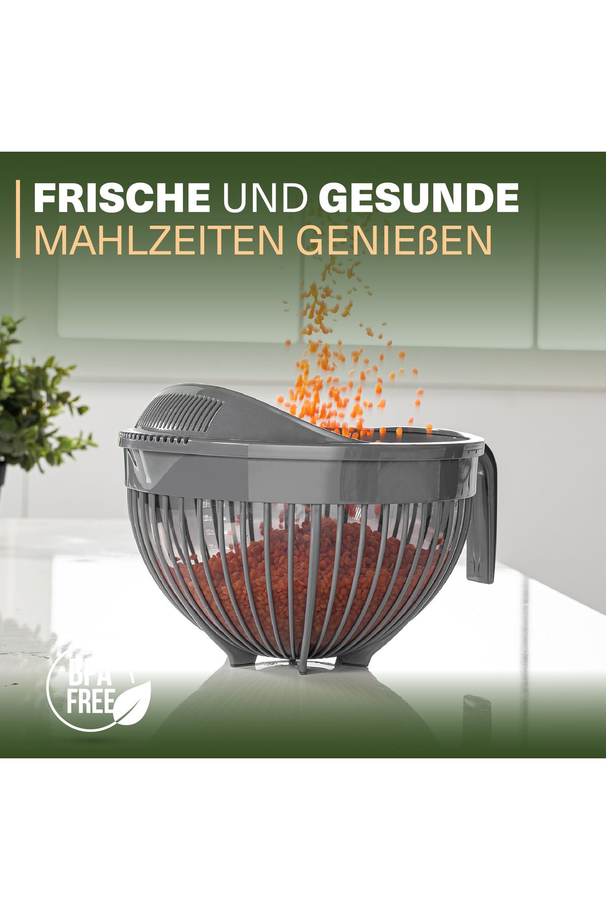 Viwares-Linea Messieb – Praktisches Sieb mit Griff in Grau (3 Liter) 2