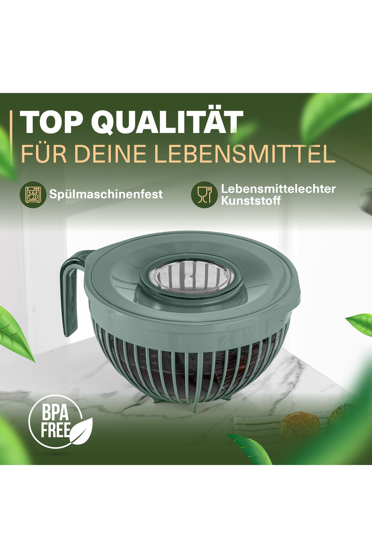 Viwares-Linea Mixer mit Deckel – Grün – (3 Liter) Stilvoller und vielseitiger Küchenhelfer 2