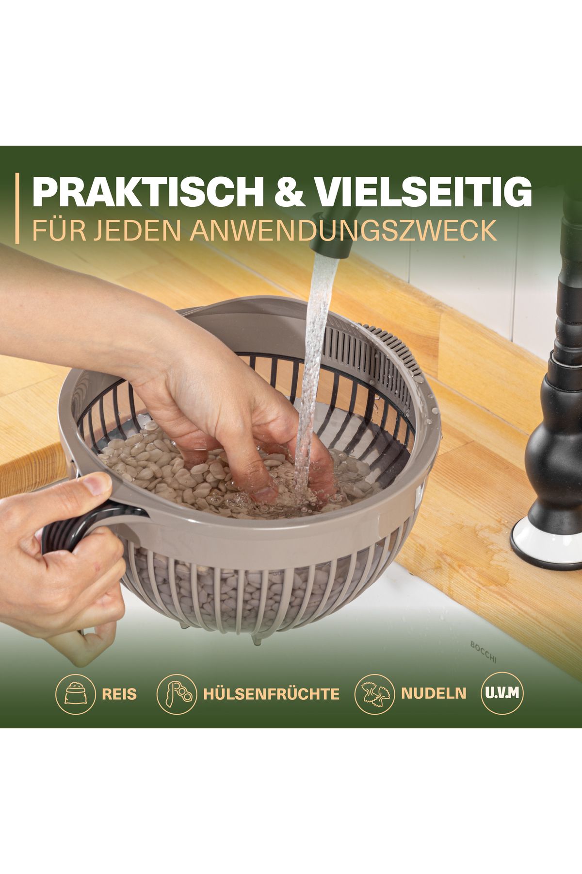 Viwares-Linea Messieb – Praktisches Sieb mit Griff in Beige (3 Liter) 5