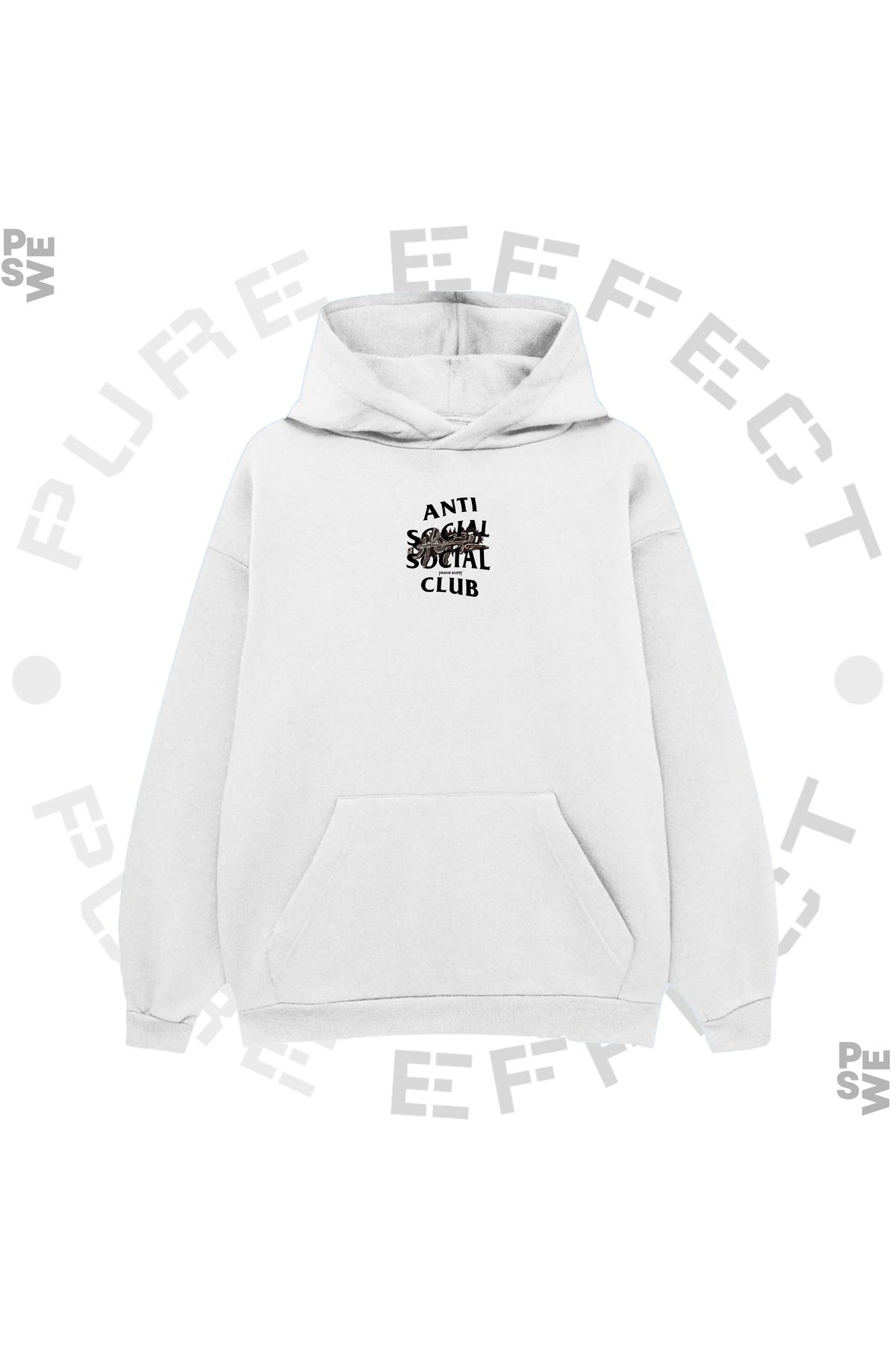 PURE EFFECT-ANTI SOCIAL SOCIAL CLUB UTOPIA - Hanorac oversize unisex cu glugă cu 3 fire Raster 1