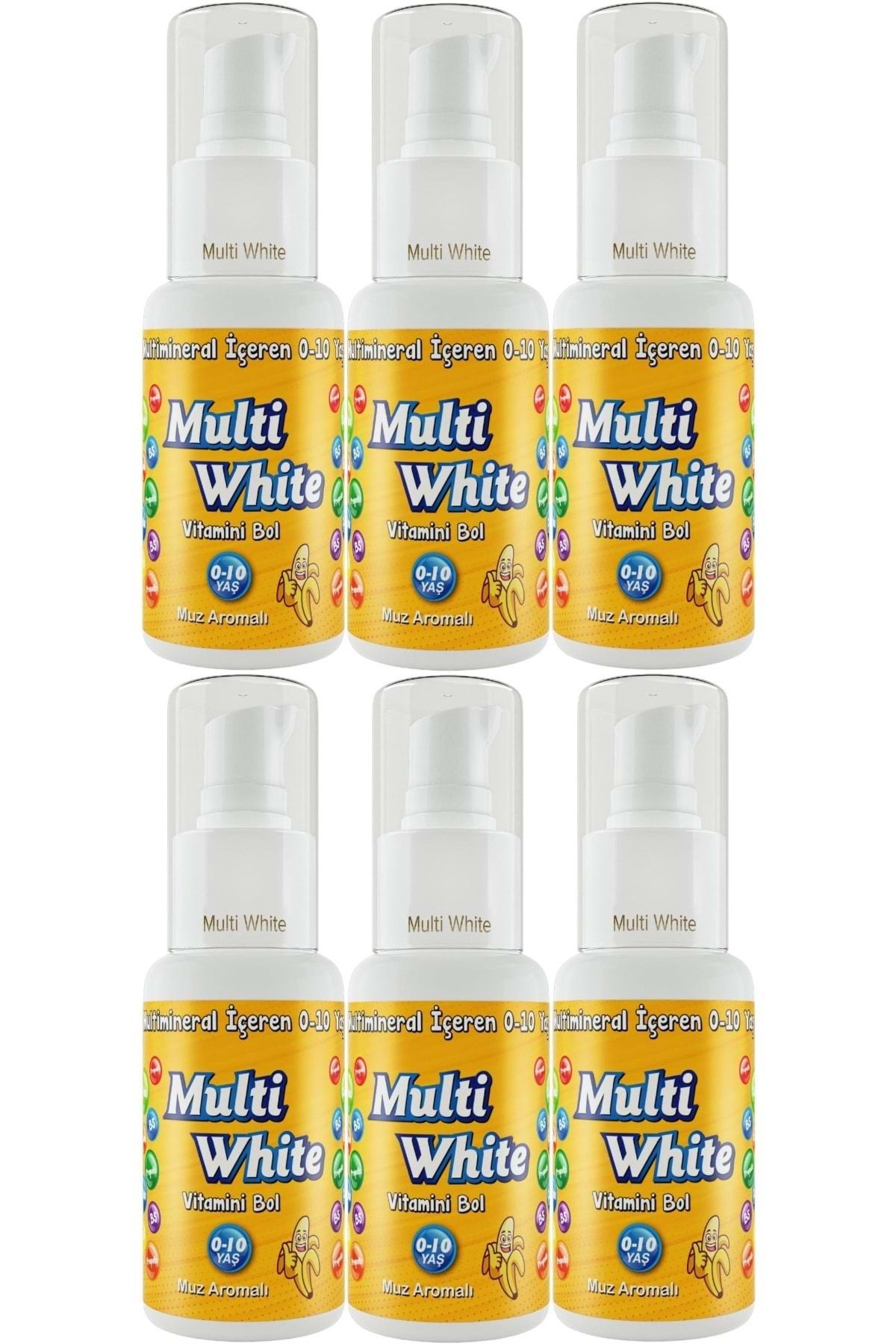 Multi White Diş Macunu 50ML Muz Aromalı Bol Vitaminli (0-10 Yaş) (6 Lı Set)