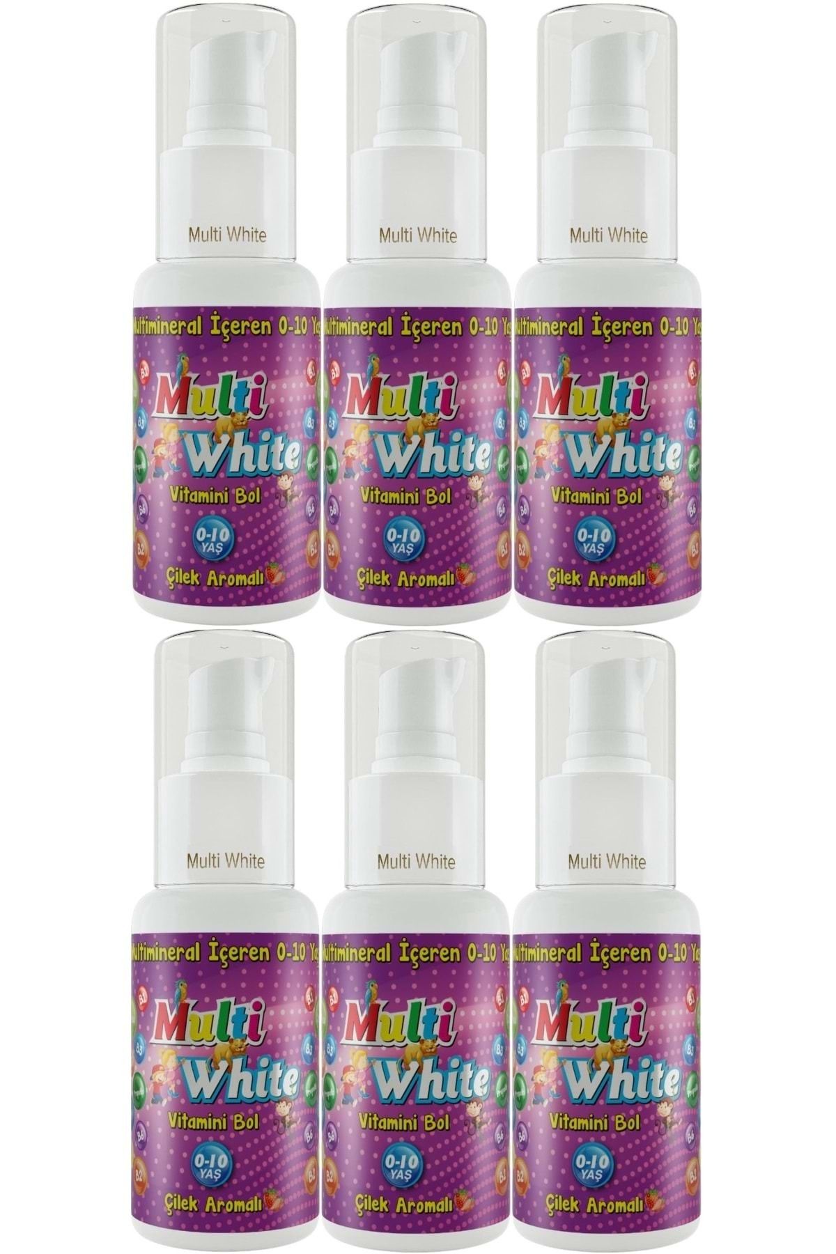 Multi White Diş Macunu 50ML Çilek Aromalı Bol Vitaminli (0-10 Yaş) (6 Lı Set)