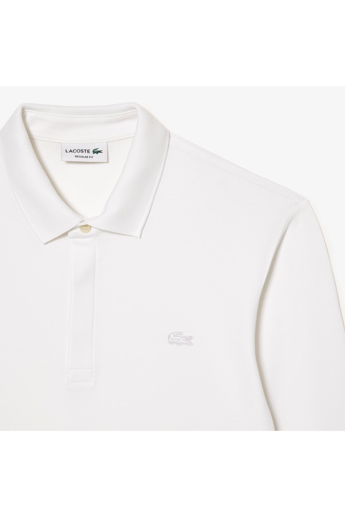تی شرت یقه پولو سفید مردانه آستین بلند و مناسب پاریس Lacoste