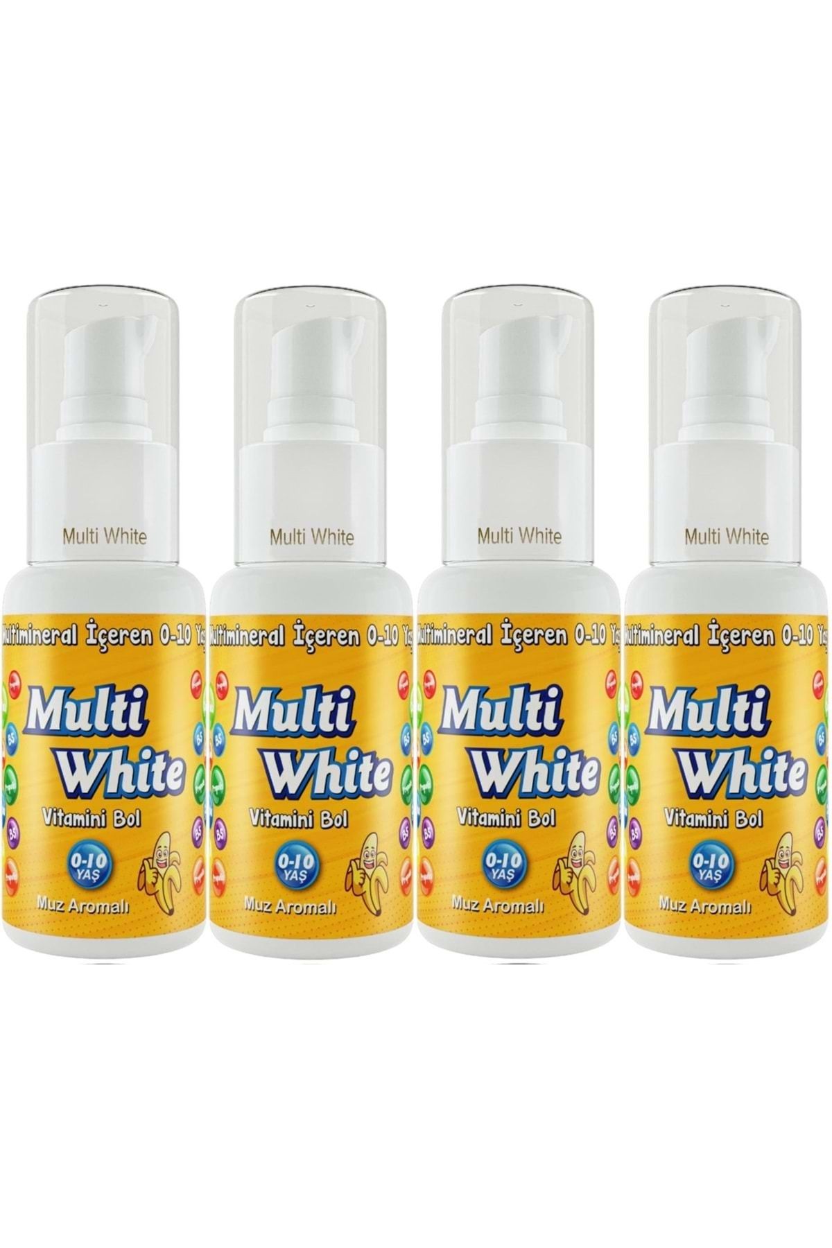 Multi White Diş Macunu 50ML Muz Aromalı Bol Vitaminli (0-10 Yaş) (4 Lü Set)