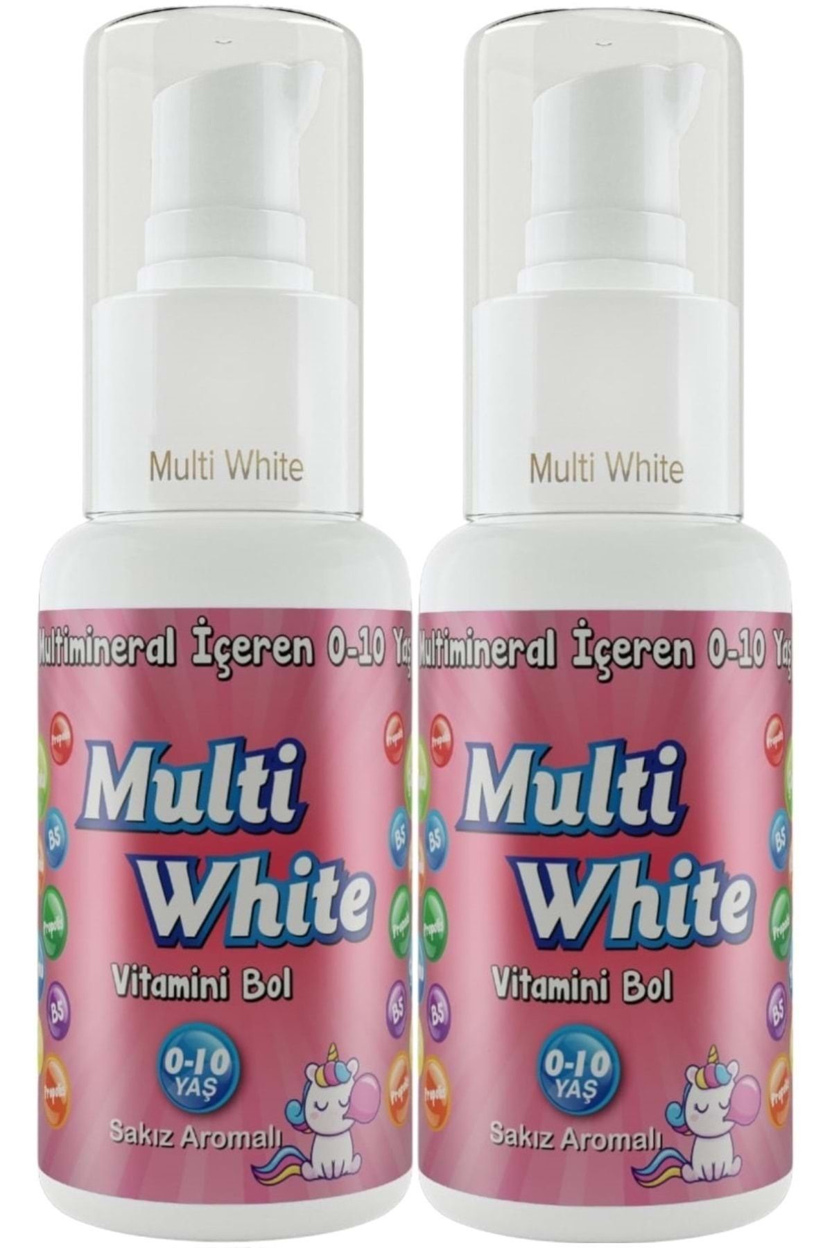 Multi White Diş Macunu 50ML Sakız Aromalı Bol Vitaminli (0-10 Yaş) (2 Li Set)