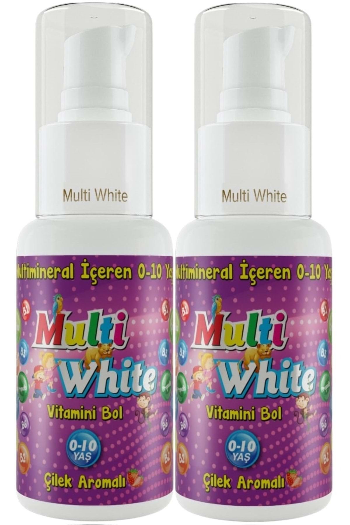 Multi White Diş Macunu 50ML Çilek Aromalı Bol Vitaminli (0-10 Yaş) (2 Li Set)