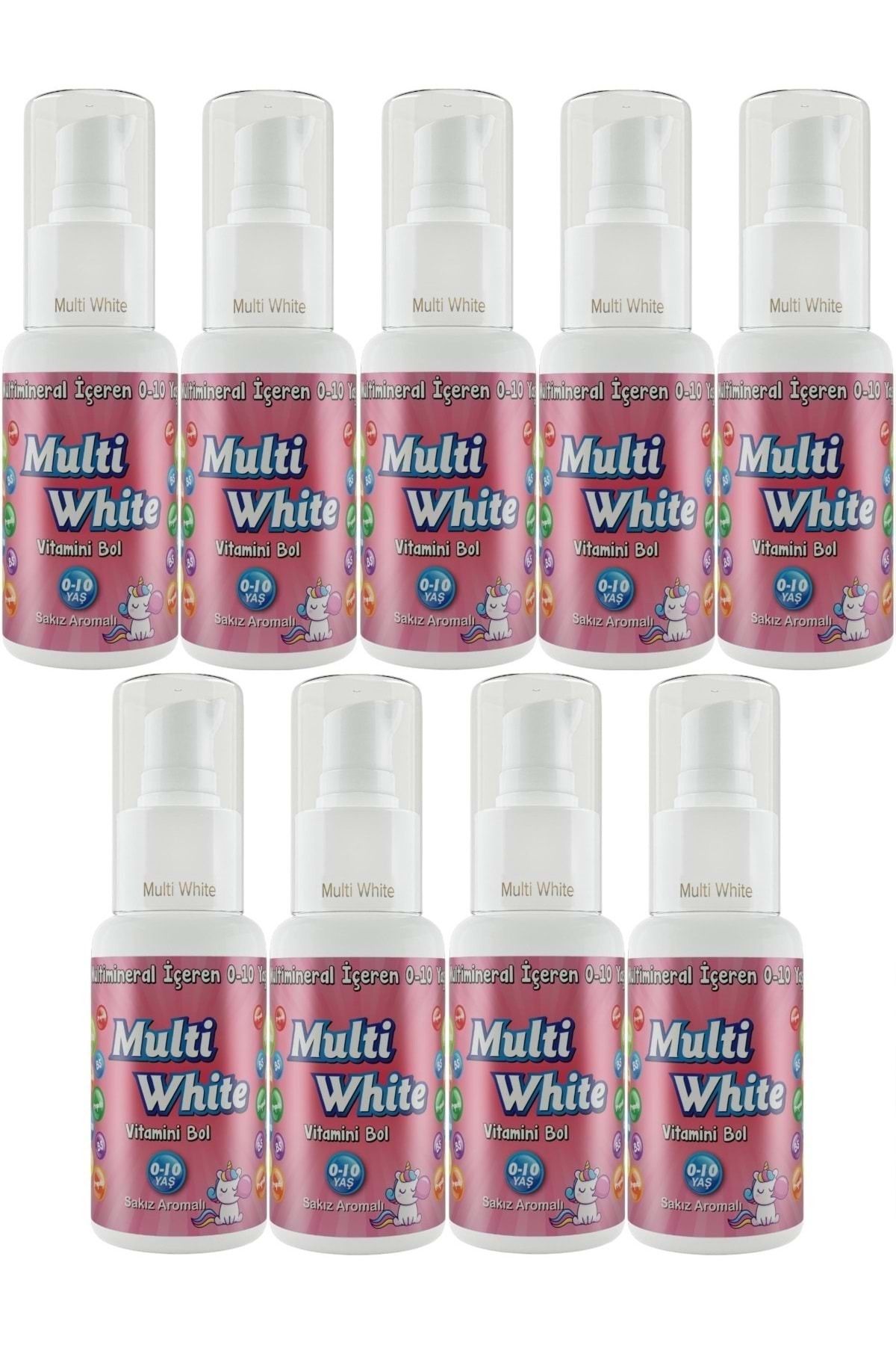 Multi White Diş Macunu 50ML Sakız Aromalı Bol Vitaminli (0-10 Yaş) (9 Lu Set)