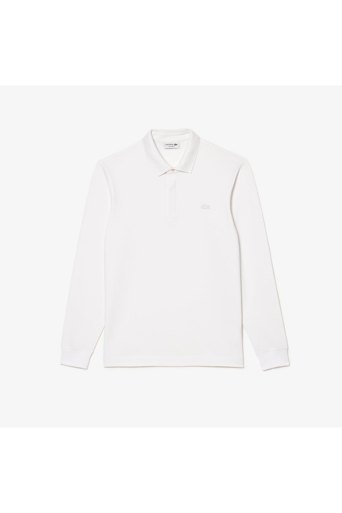 تی شرت یقه پولو سفید مردانه آستین بلند و مناسب پاریس Lacoste