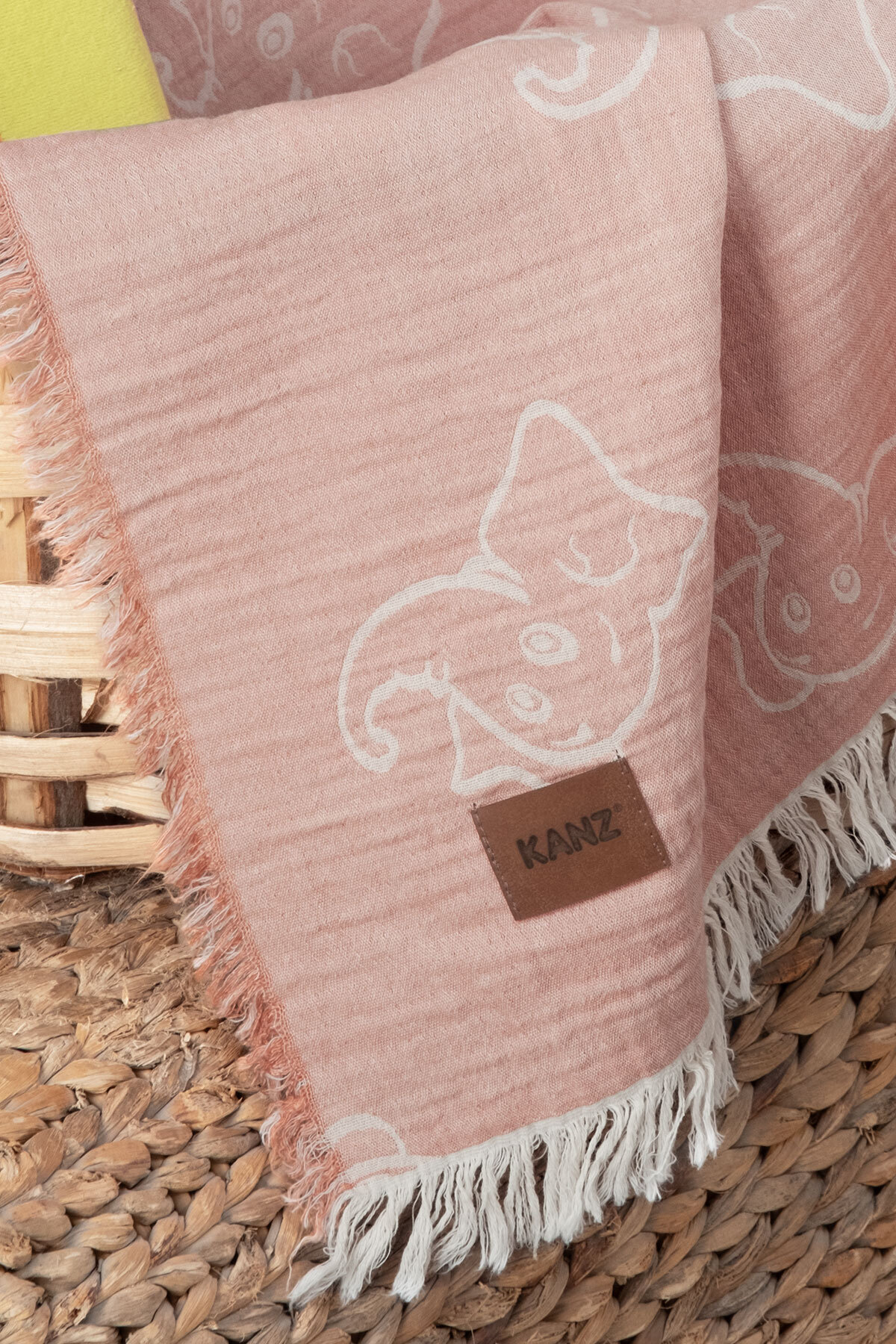 Kanz Bebek 2 Kat Jakarlı Müslin Örtü Eleğhant - Pudra fotoğrafı 3 (önizleme)