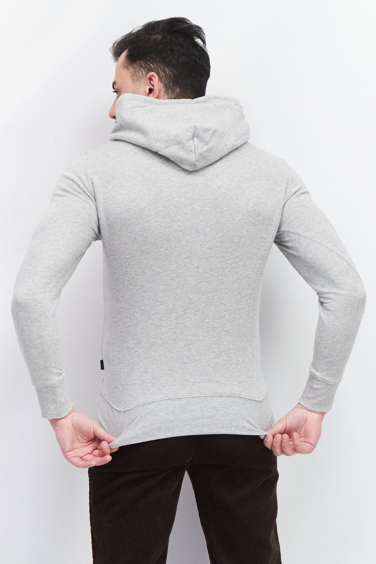 Esprit-Men Hooded Graphic Print Long Sleeves Sweatshirt, Grey 2