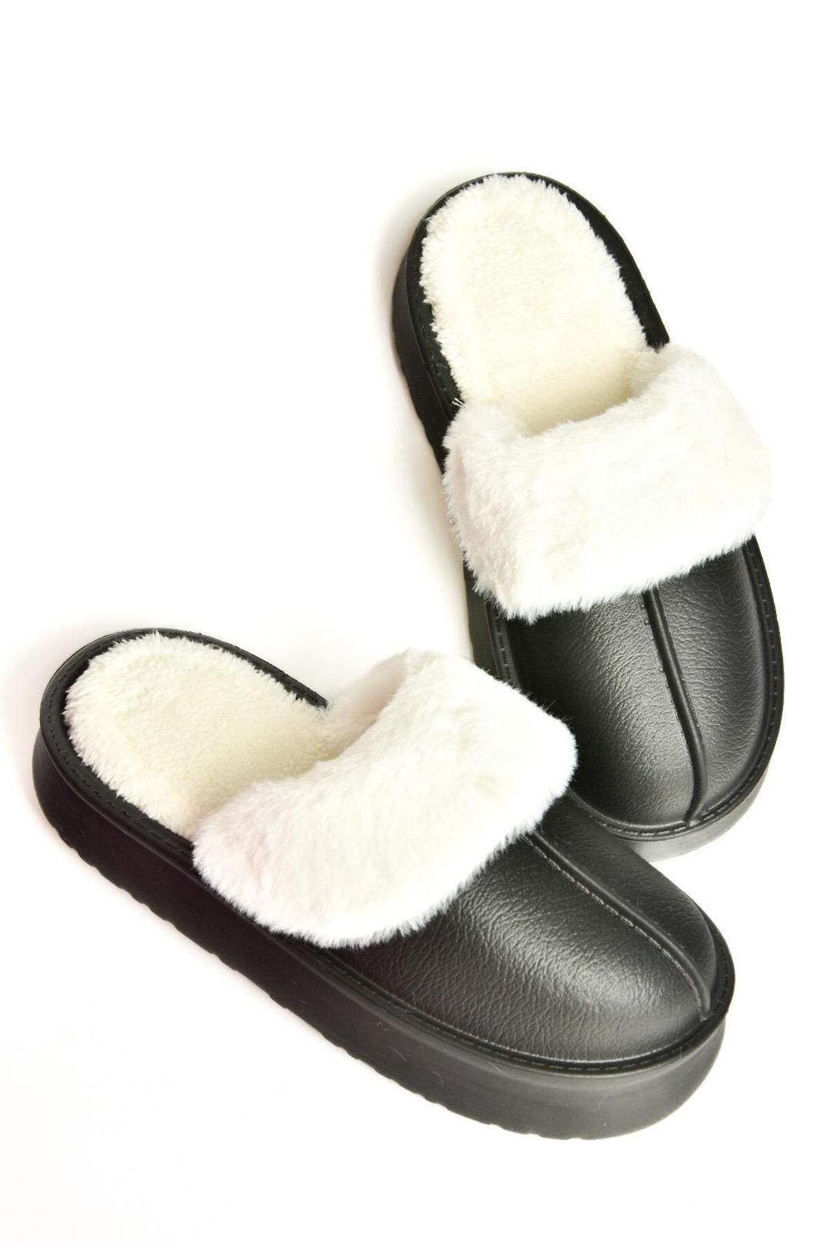 Fox Shoes-T 918264209   Schwarze Plüsch-Damenhausschuhe 7