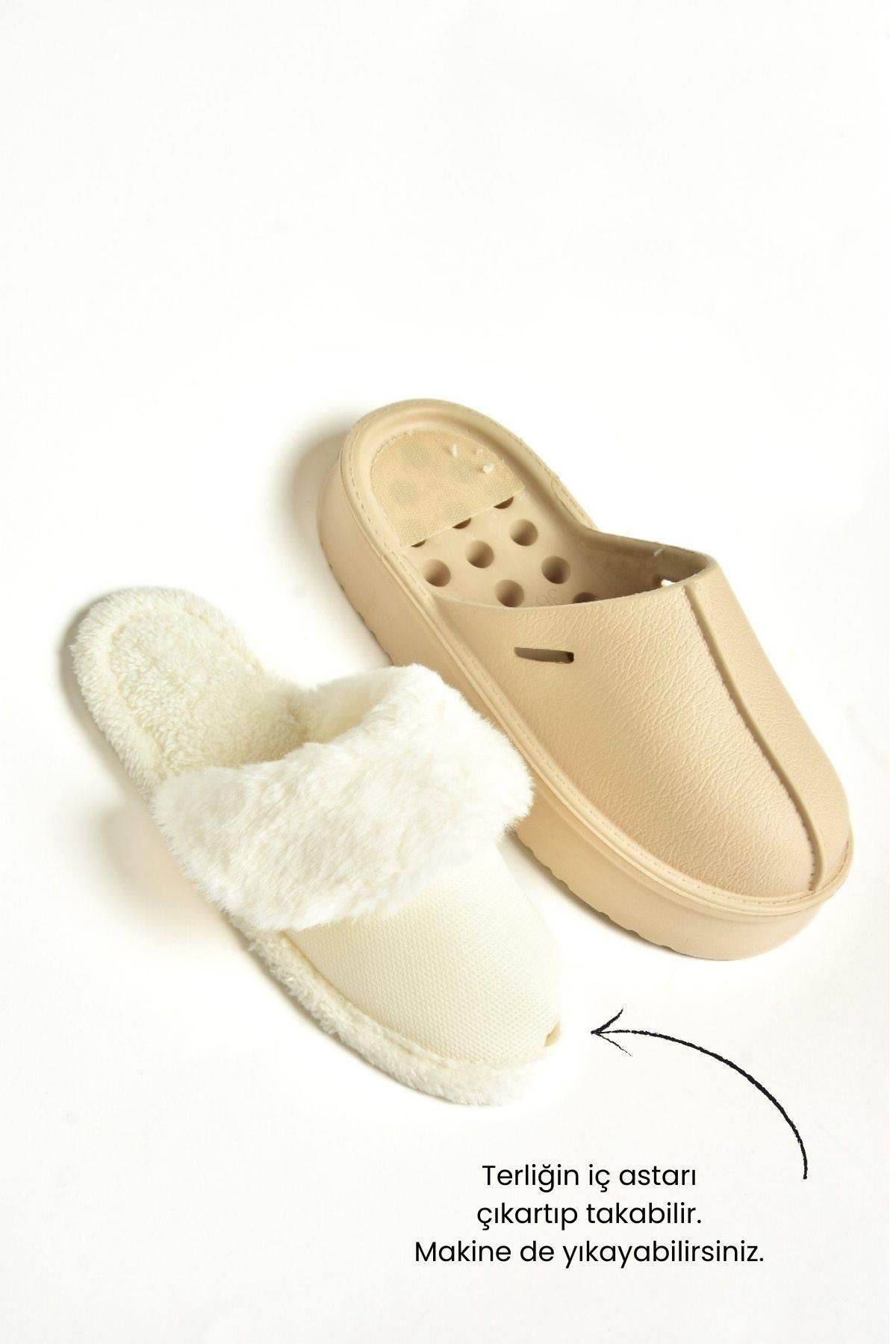 Fox Shoes-T 918264209   Beige Plüsch-Damenhausschuhe 5