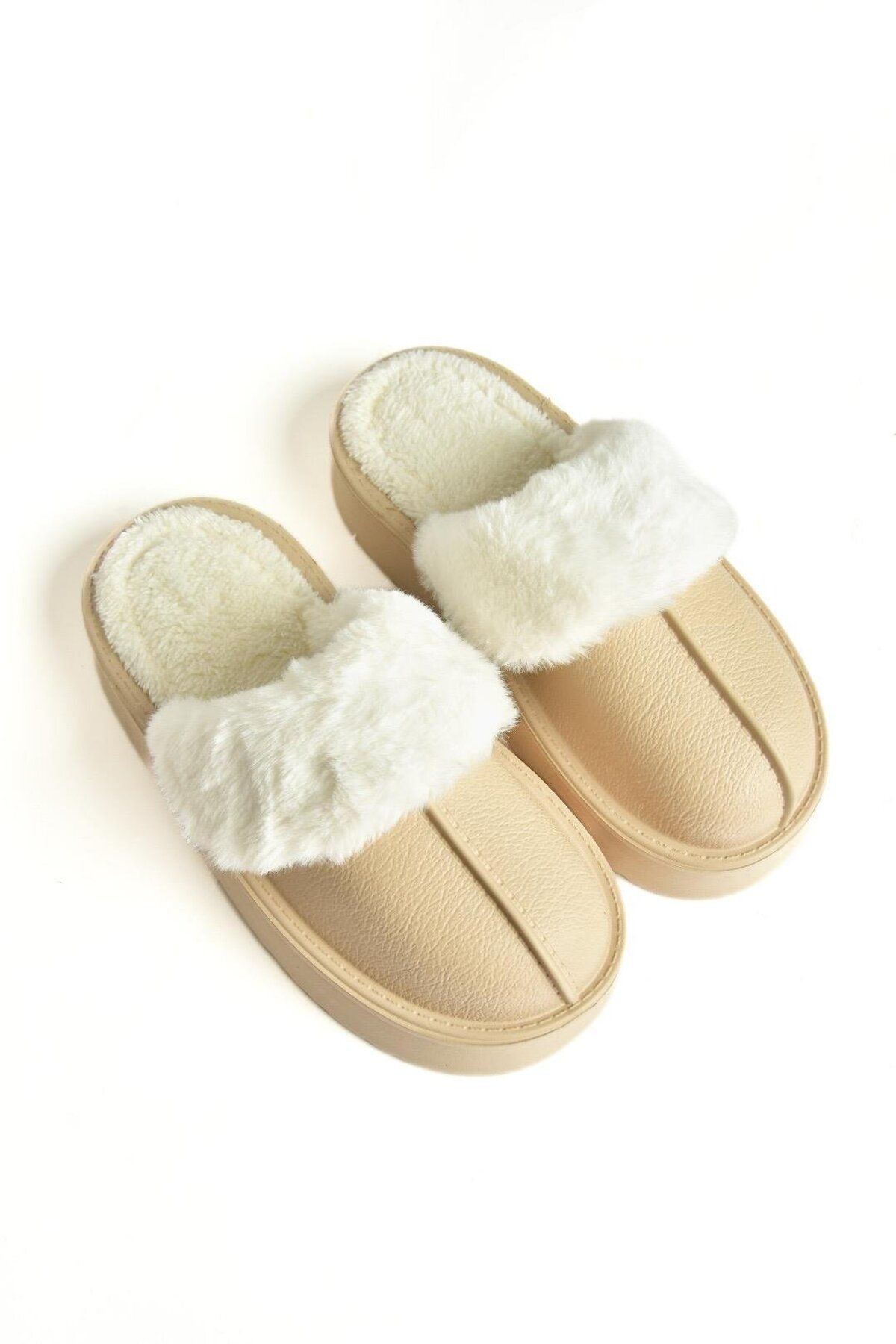 Fox Shoes-T 918264209   Beige Plüsch-Damenhausschuhe 7
