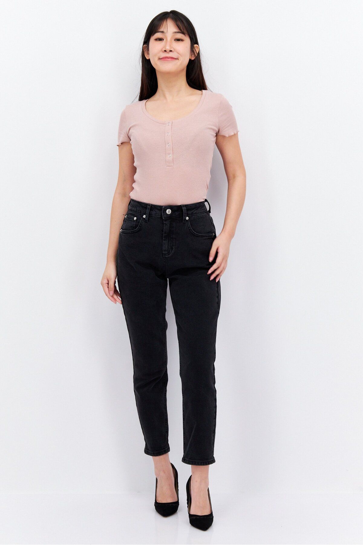 Asos Design-Women Petite Stretchable Jeans, Washed Black 4