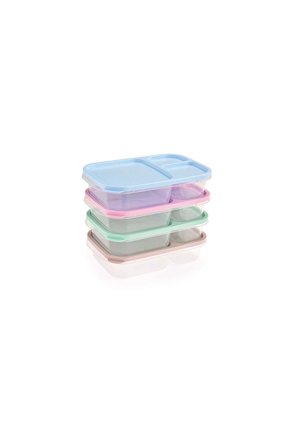 Royaleks-Diet Storage Container 3 Compartments Practical Portable Smart Rectangular Nutrition Breakfast Container 3