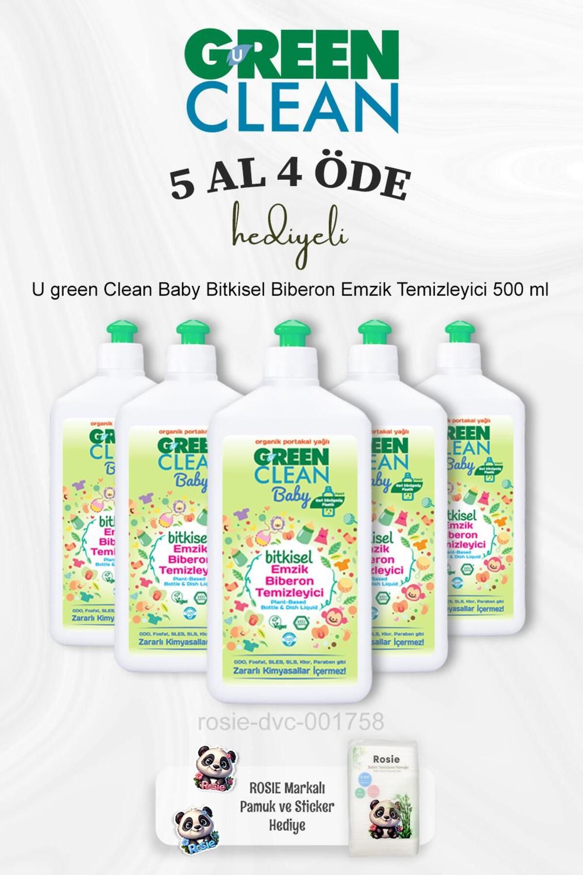 Green Clean U green Clean Bebek Bitkisel Biberon Emzik Temizleyici 500 ml 5 Al 4 Öde ve Rosie Pamuk