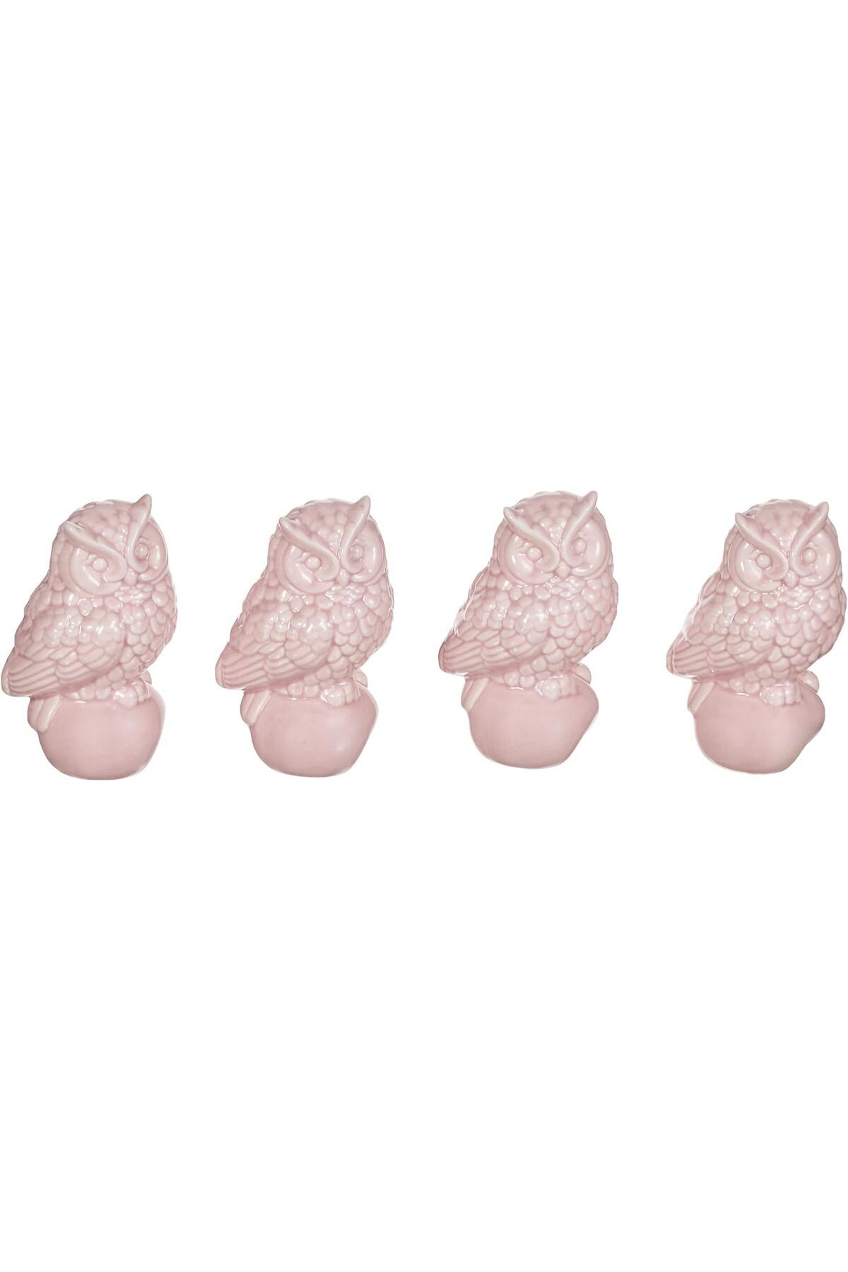 STOREMAX efshopx 4lü Pembe Baykuşlu Biblo 9cm New Desing 1002192