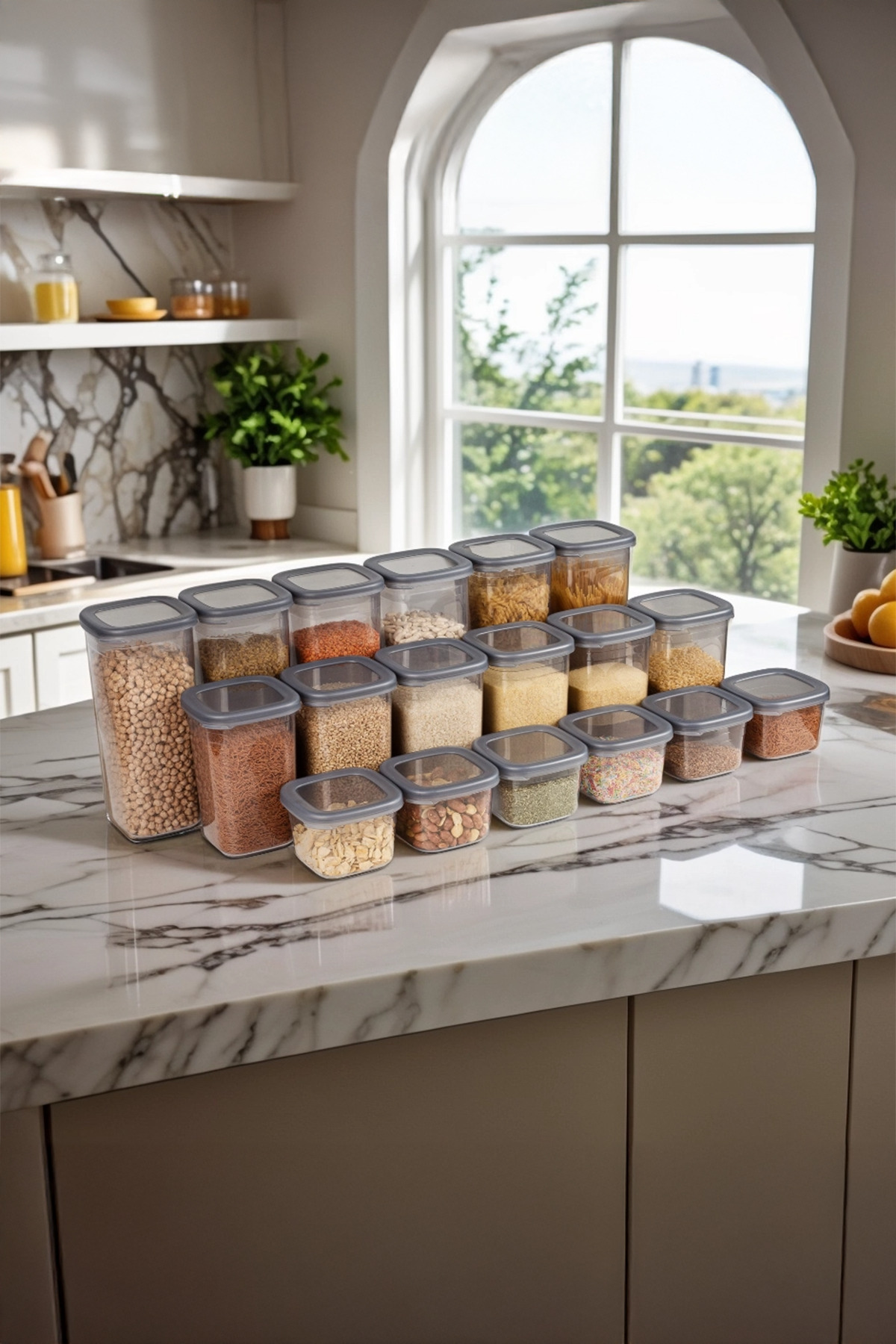 welcomein-18 Pieces 36 Pieces 550 Ml. 1200 Ml. 1750 Ml. Square Food Storage Container Set with Leak Proof Lid 2