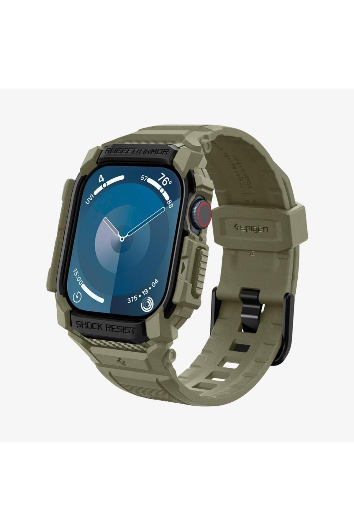 Spigen-ساعة Apple مقاس 46 ملم - سلسلة 10 Rugged Armor Pro مع حافظة وحزام 6